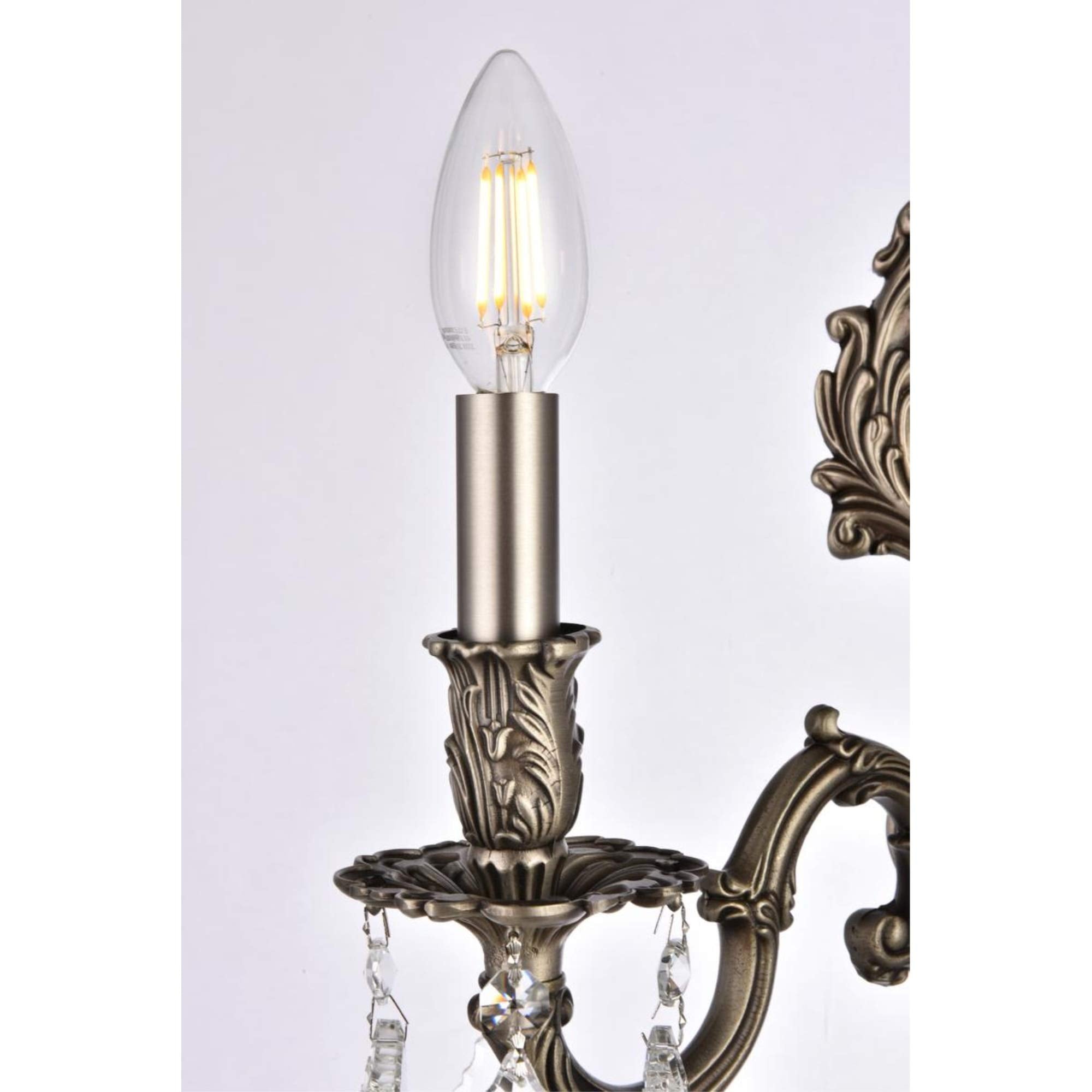 Elegant Lighting Royal Cut Crystal Chandelier, Brass & Crystal, Pewter Finish, 7.5inL x 10inW x 11.5inH, Model 9602W10PW/RC