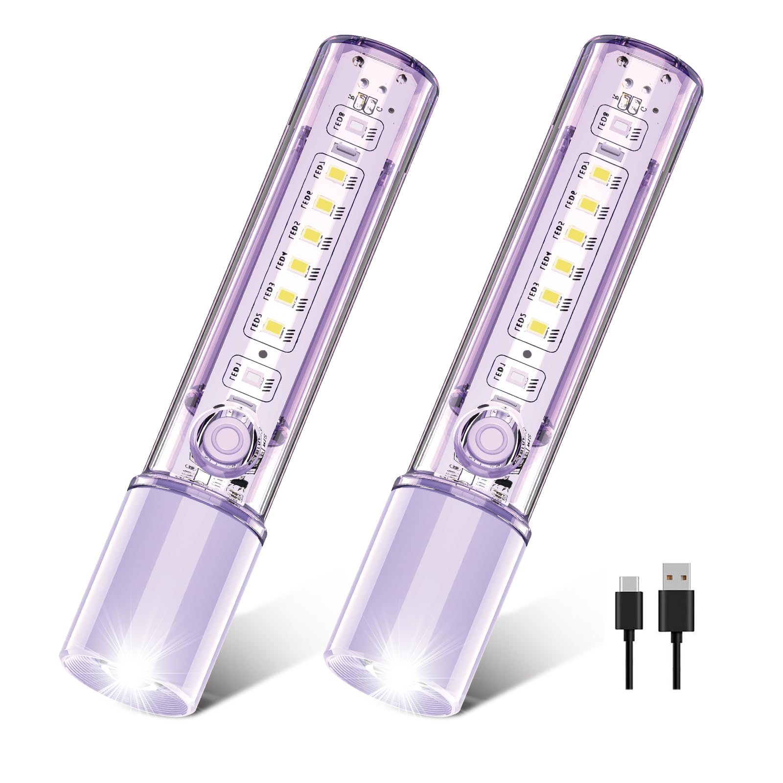VAVOFO Purple LED EDC Flashlight - USB-C Rechargeable, Waterproof, Zoom Focus, 3 Modes, Red & Blue Emergency Strobe - Best for O