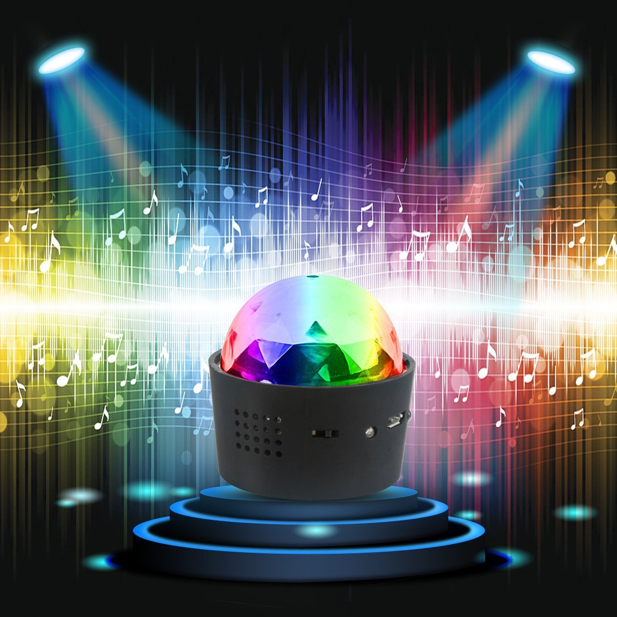 Miuko Disco Ball Light - Sound Activated Multi-Color, Battery Operated, 1 Pack, Plastic, Model 8541999539