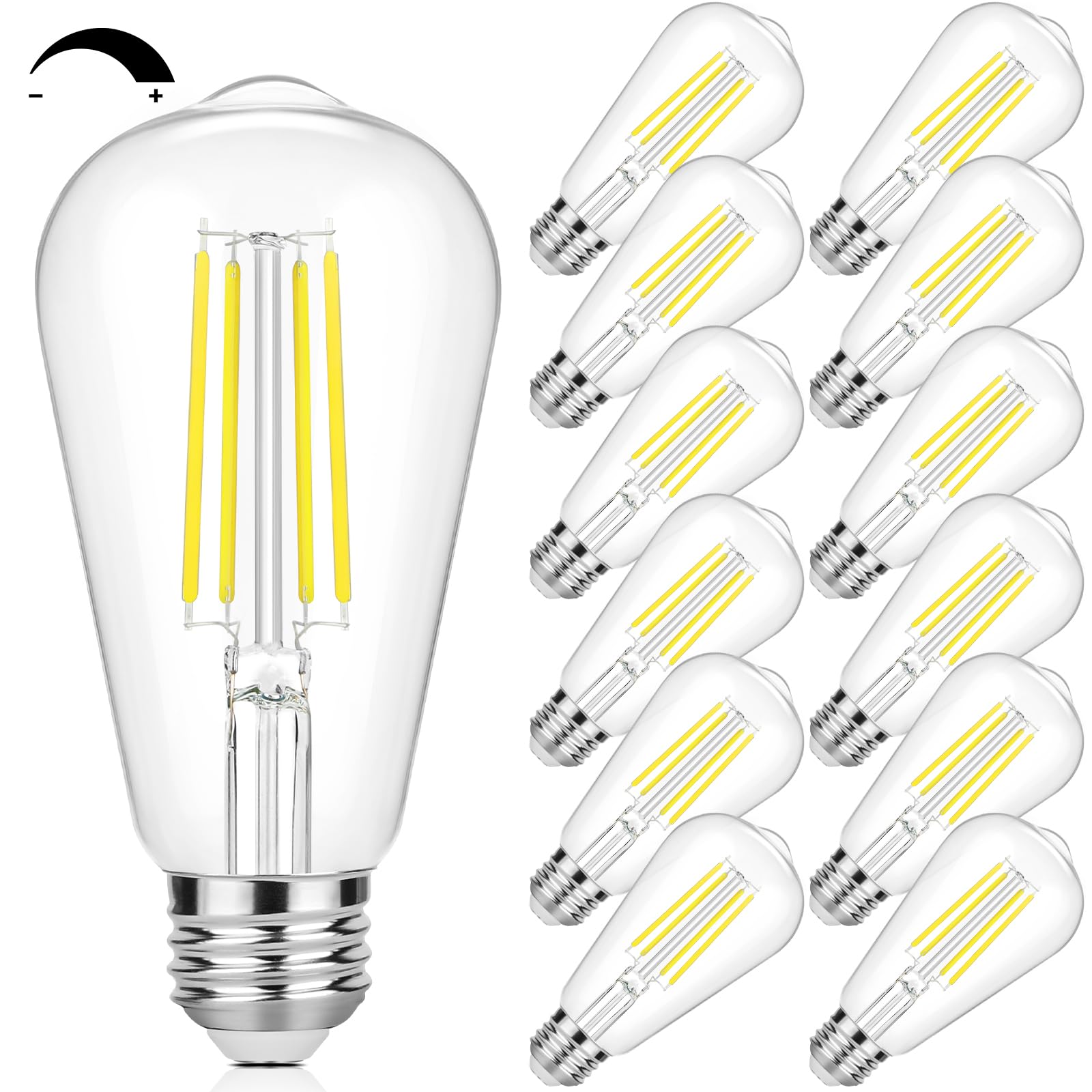 Vintage Led Edison Bulbs 60 Watt Equivalent Dimmable 7W St58 Led Filament Light Bulbs Daylight White 5000K Antique Style Lightin