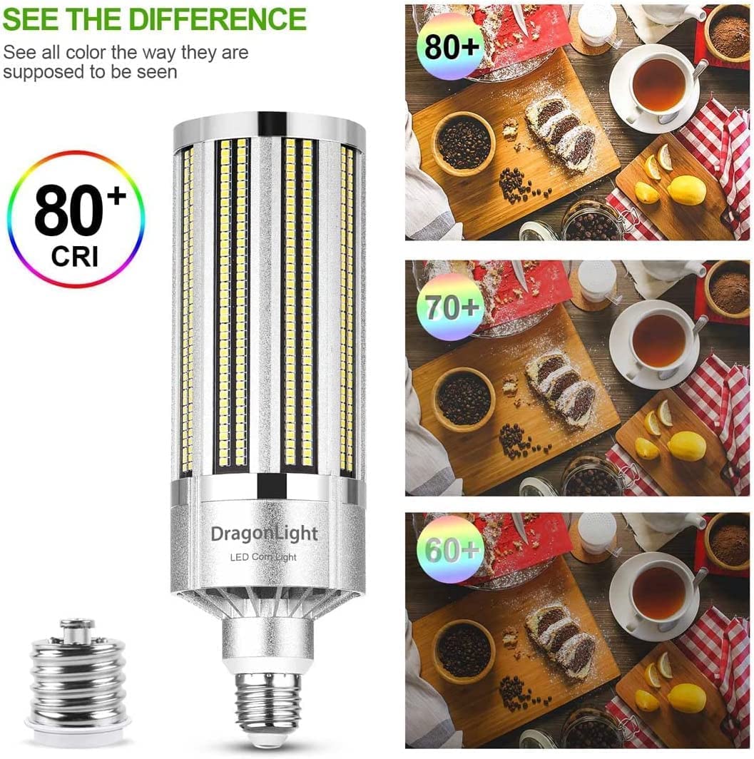 DragonLight Corn LED Light Bulb 100W Fanless E26/E39 3000K Warm White 12,500LM for High Bay Area Lighting