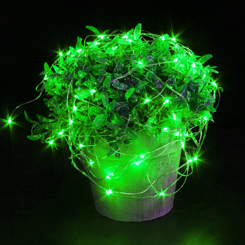 CYLAPEX 6 PCS Green Fairy Lights, Battery Operated Micro LED String Lights on 3.3ft Copper Wire for Christmas Wedding Party Decor