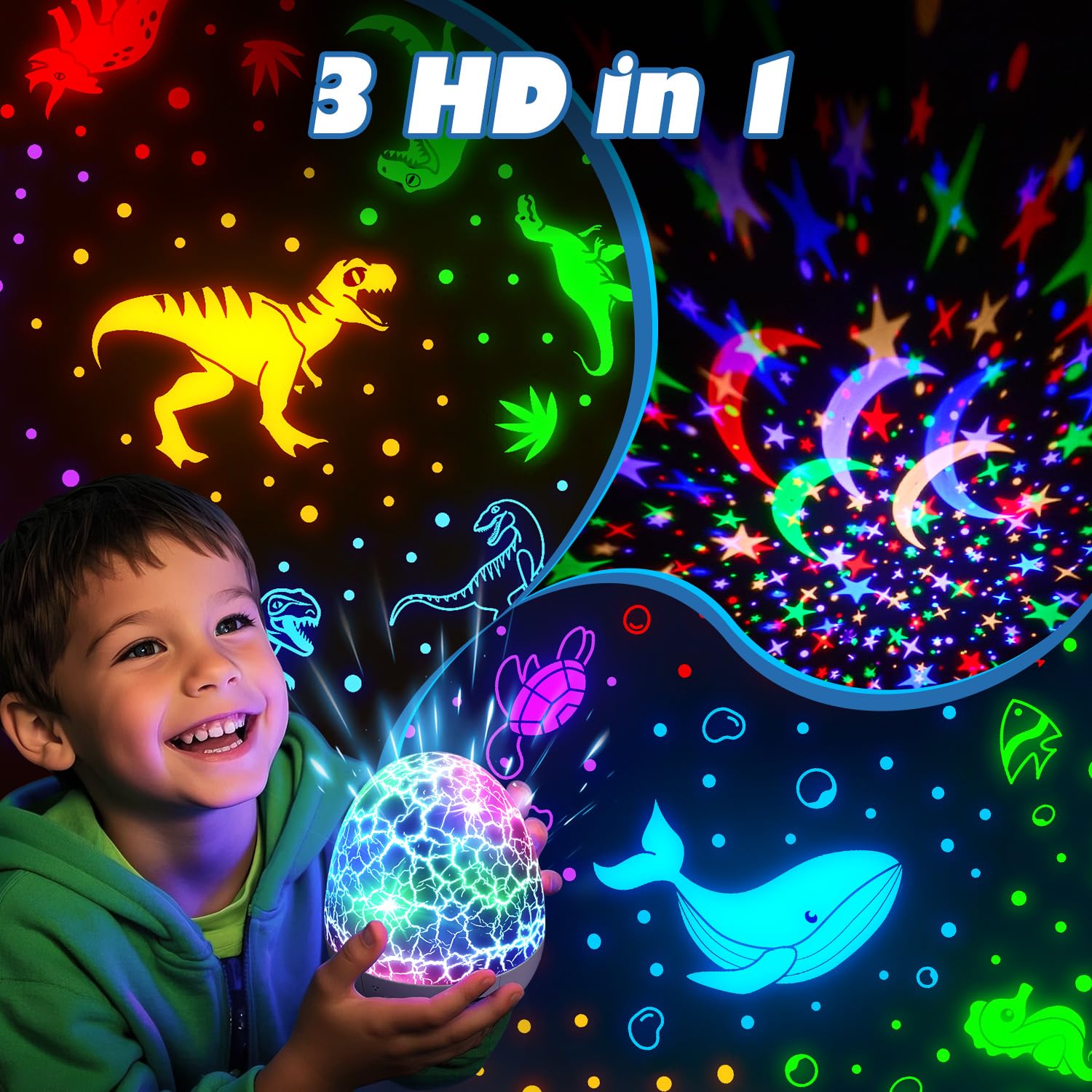 Dinosaur Night Light Projector, 31 Colors+10 Musics Kids Projector Night Light For Kids Night Light Projector For Kids Room,3 Films Dimmable Toddler Night Light Kids Projector,Dinosaur Light Projector