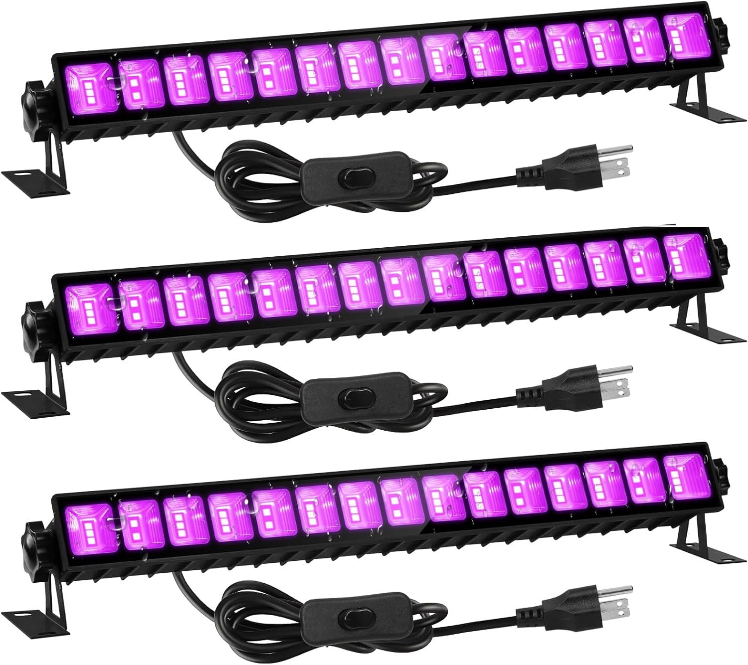 Isuerfy 3 Pack Ip66 Waterproof 36W Black Light Bar - Fluorescent Party & Game Room Lighting