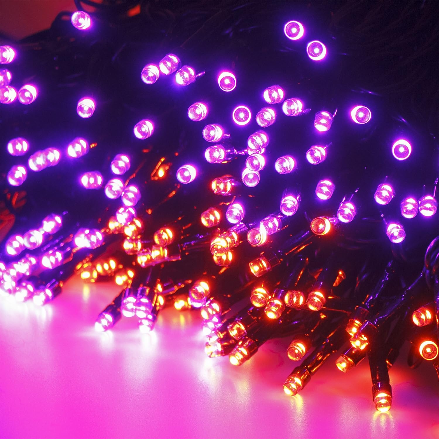 HOME LIGHTING Halloween String Lights, 66FT 200 LED, Waterproof, 8 Lighting Modes, Orange & Purple, Model HB-200COI