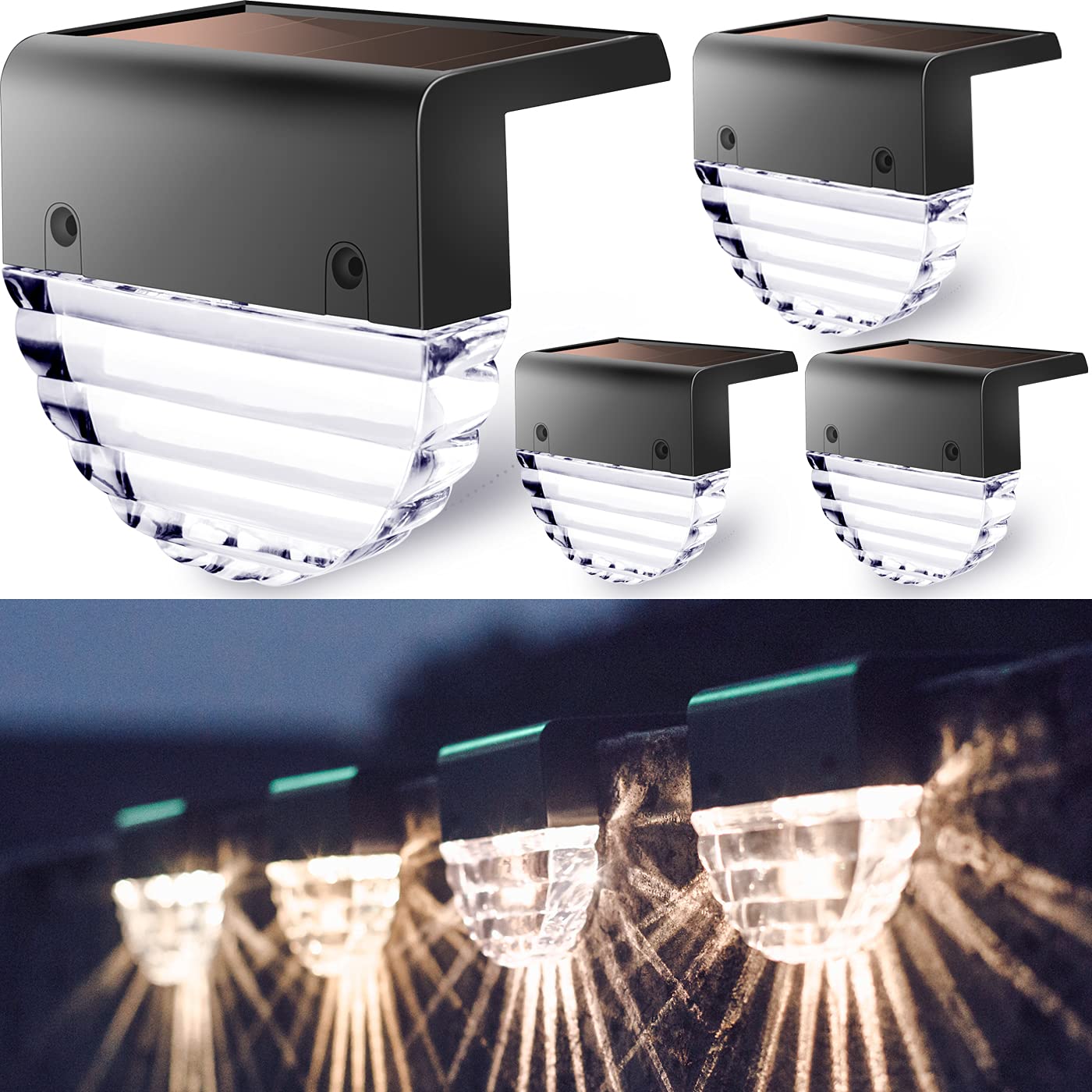 TIJNN Solar Deck Lights, Outdoor Lighting Backyard Deck Decor Outdoor Step Lights Garden Post Fence - 4 Pack