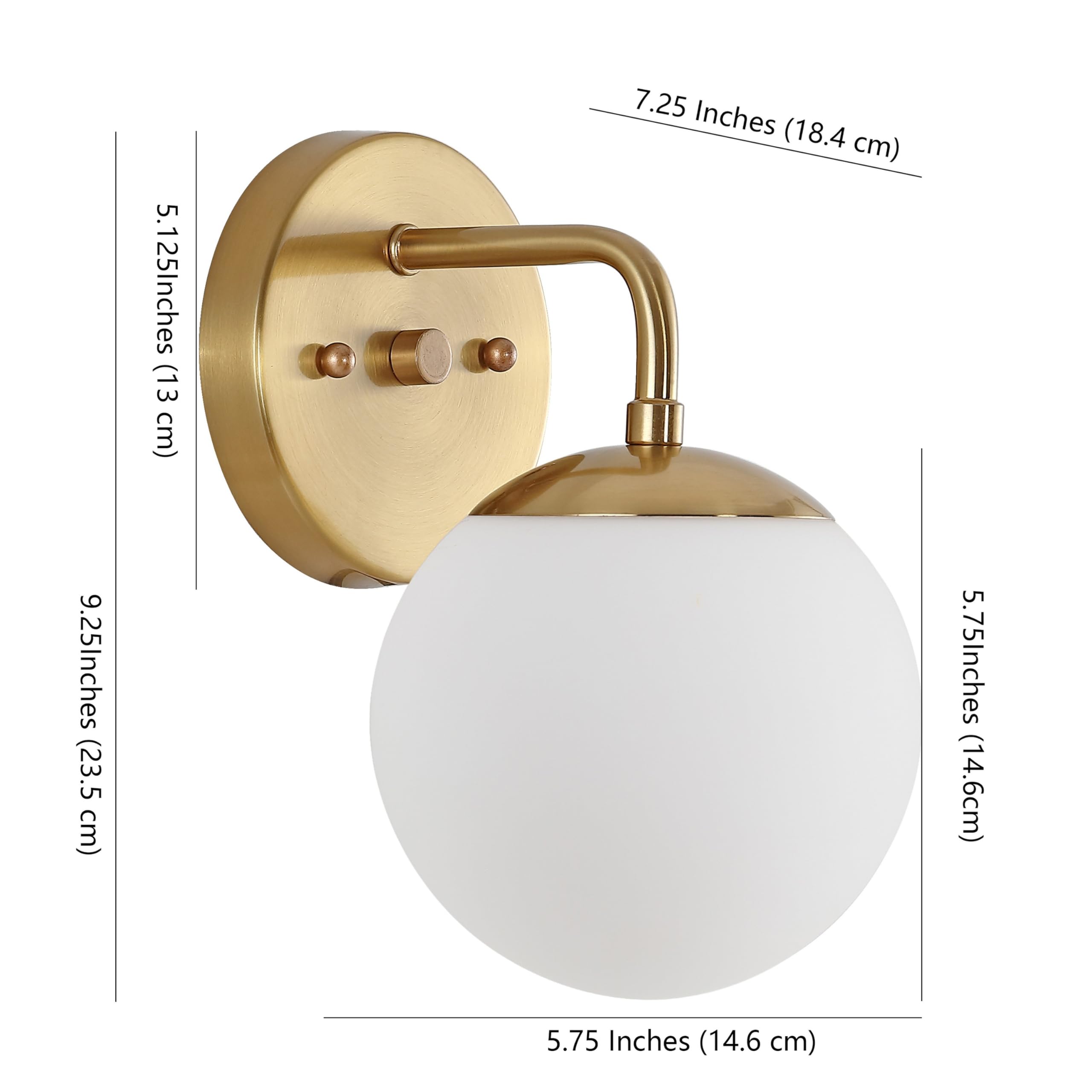 JONATHAN Y 1-Light LED Vanity Light, Brass Gold, Modern Metal/Frosted Glass, Model JYL3534A, 5.75" for Entryway, Bathroom, Bedroom