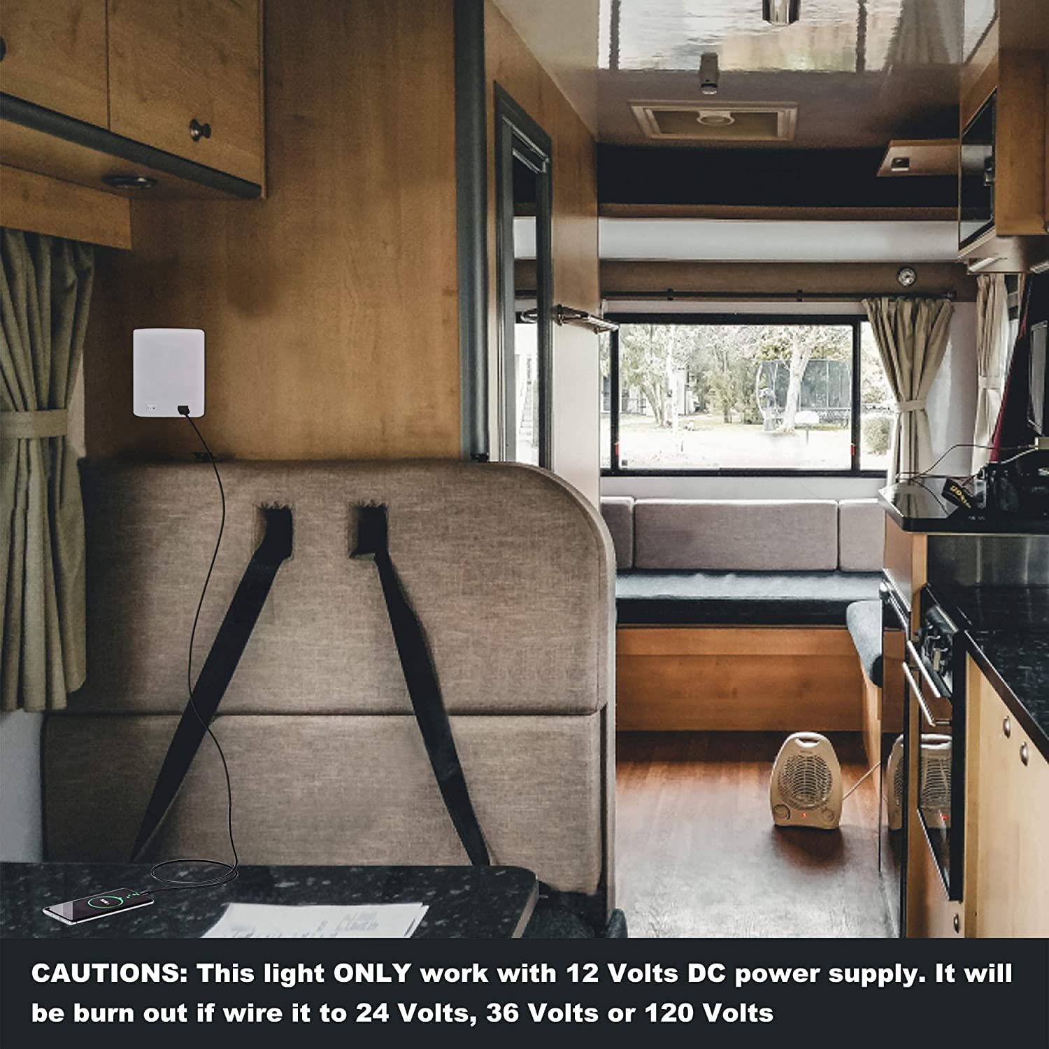 Facon Led Rv Interior Light With Usb Charger(5V 2.4A) And On&Off Switch, 12V Puck Light Surface Mount Single Dome Light, Rv Interior Light For Rv Motorhomes Camper Caravan Trailer Boat