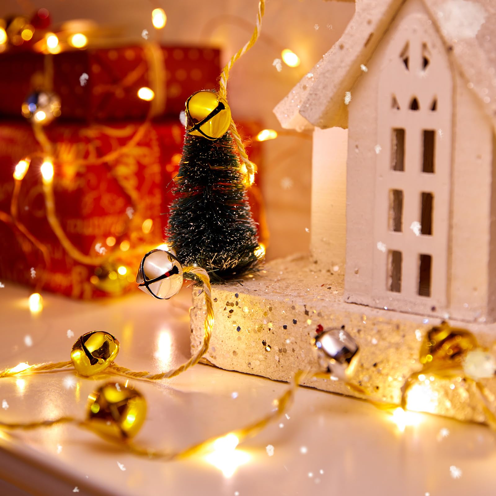 20 Led Christmas String Lights, 7.2 Ft Battery Powered Jingle Bell Lights For Christmas Winter Festival Indoor, Xmas Tree, Fireplace, Gift Decor, Gold/Silver Bells