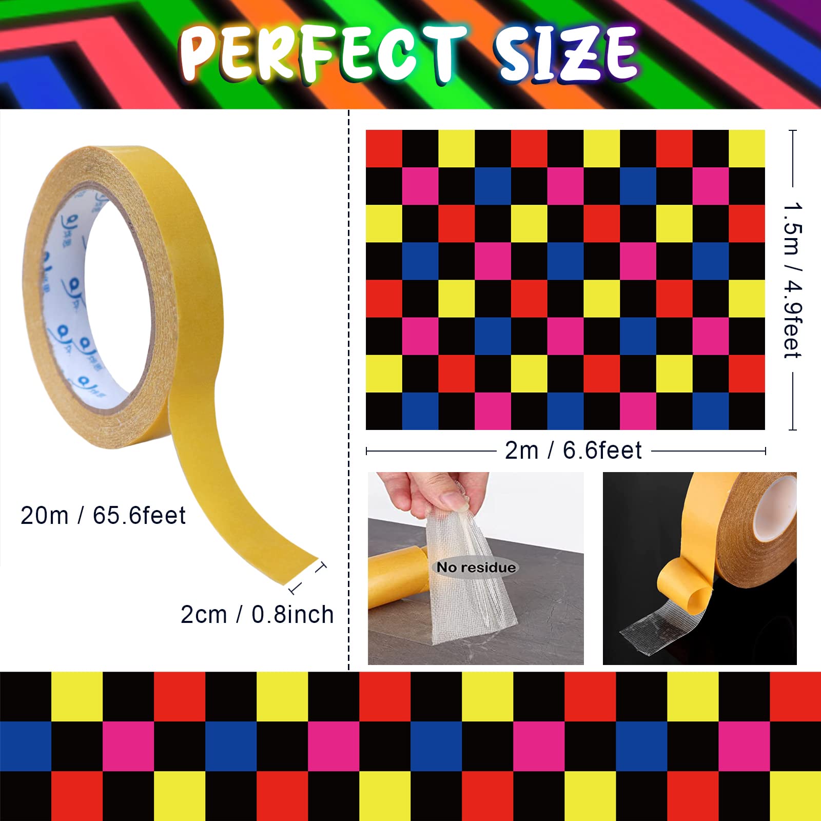 UNICORN ELEMENT Neon Dance Floor Light Up Dance Floor UV Blacklight Reactive Aisle Runners Glow in The Dark, Birthday Disco Neon