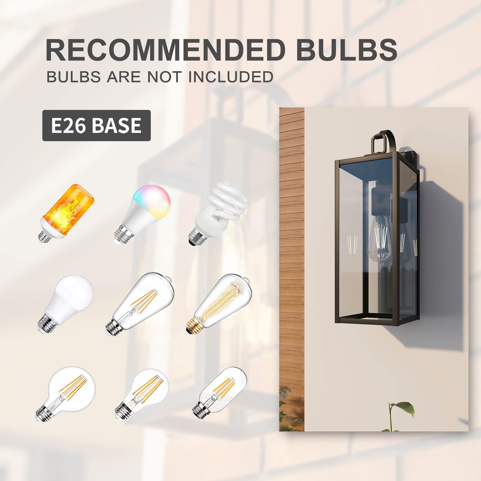 Pia Ricco 18 Inch Matte Black Outdoor Wall Lights, 2 Pack Waterproof Sconce Lanterns, ETL Listed