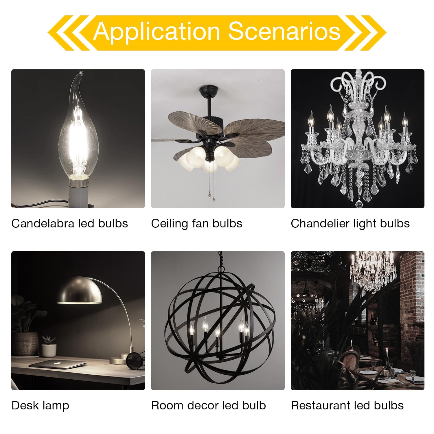 Daybetter Candelabra Light Bulbs,Chandelier Light Bulbs 60 Watt Equivalent, Dimmable E12 Led Bulb Daylight White 5000K, 5.5W 600Lm Ca11 Flame Tip Candle Light Bulbs 24 Pack