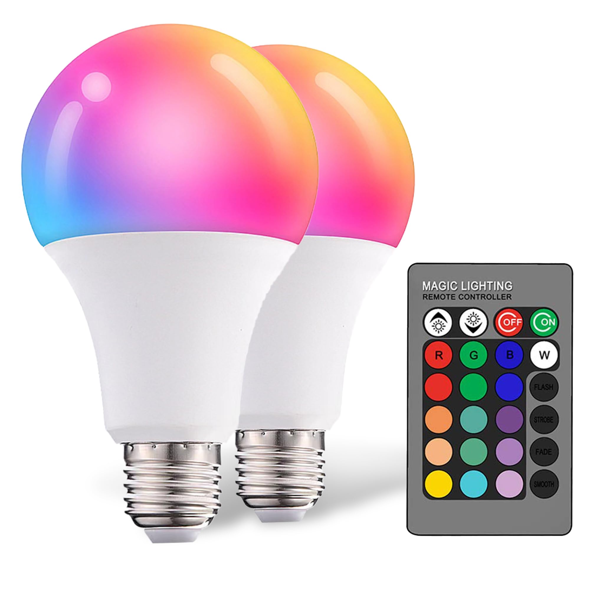 Droiee Dimmable E26 Warm Led Light Bulb, 6W Rgbw Color 500Lm With 16 Color Changing Modes For Christmas, Party Etc With Remote C
