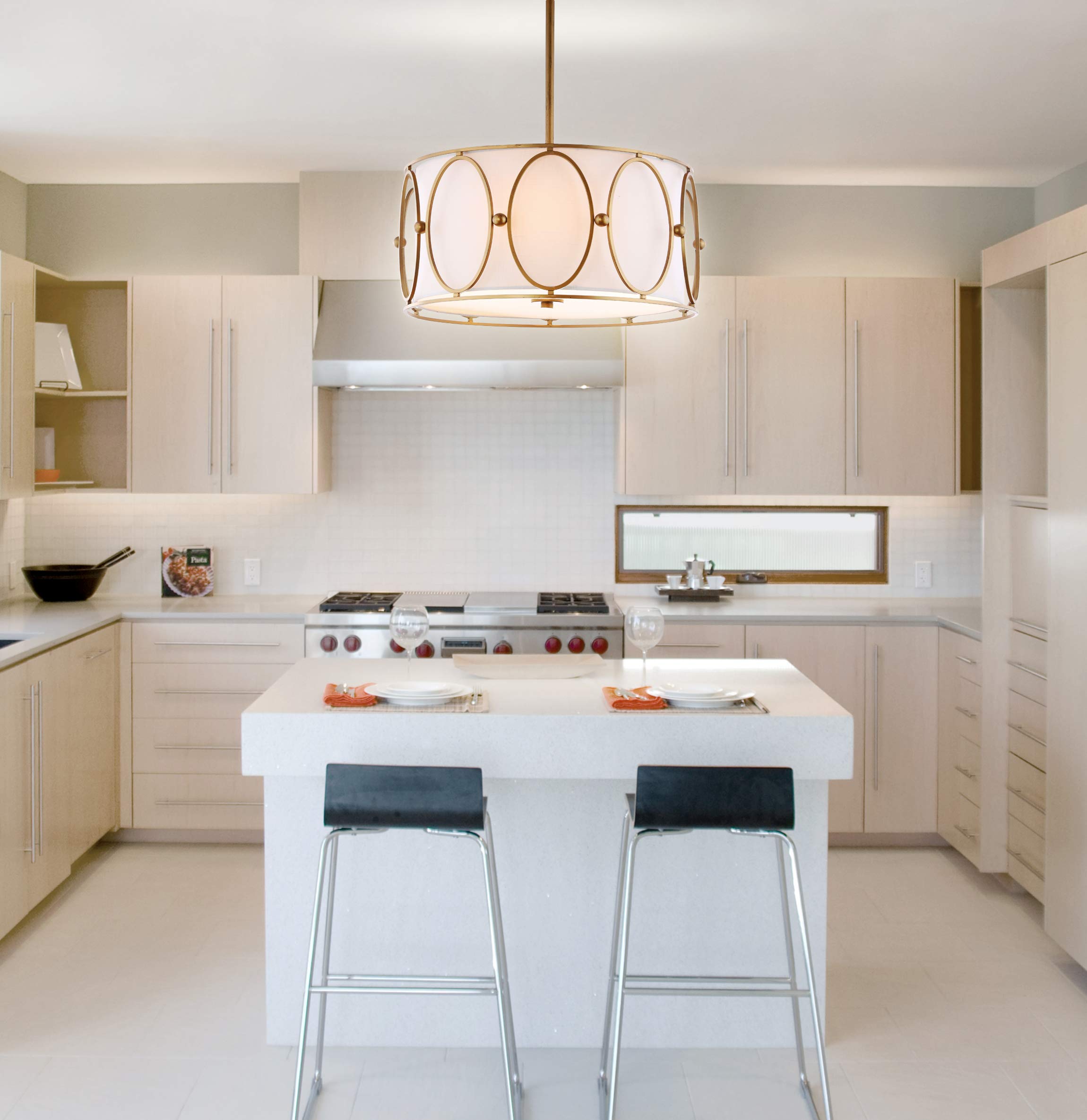 JONATHAN Y Violetta 3-Light LED Pendant, Metal, 19in, Gold, Model JYL9008A, Contemporary Design for Office and Home
