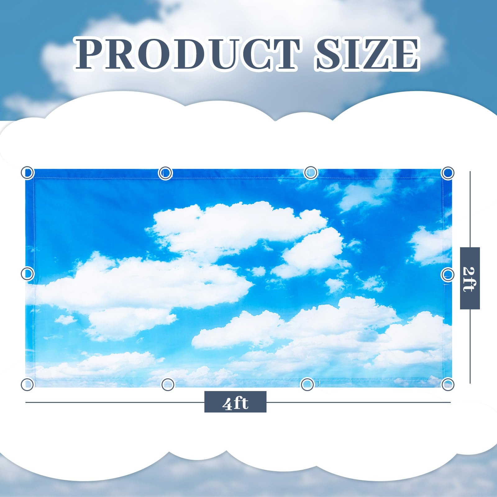 Patelai Fluorescent Light Cover - 4x2 Feet Blue Sky Shade, Flame Retardant Fabric, Ideal for Classroom & Office Decor, Model PT-Patelai-132930