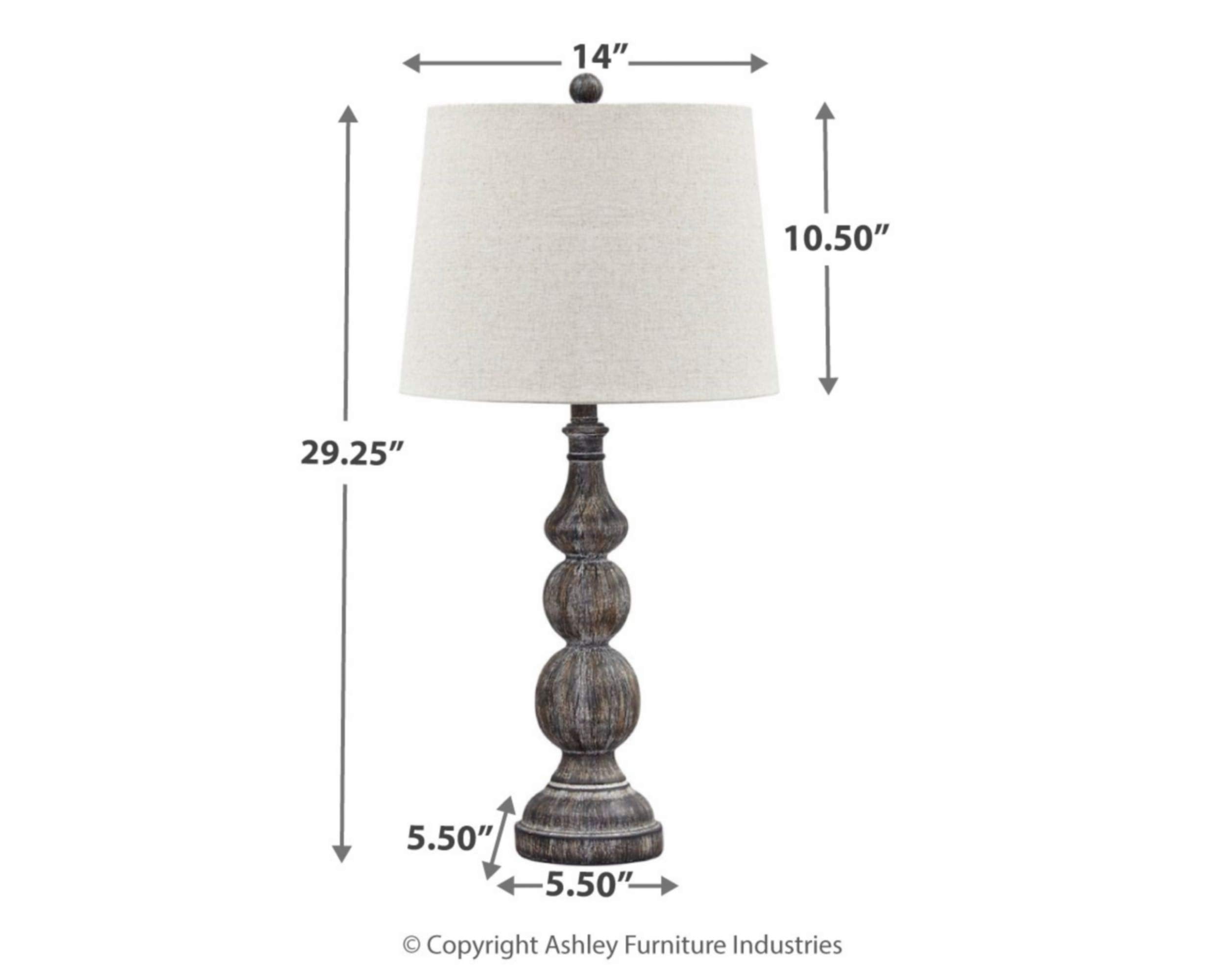Signature Design by Ashley Table Lamp 2 Count, Rustic Farmhouse, Gray, 14inW x 14inD x 29.25inH, Model L276014