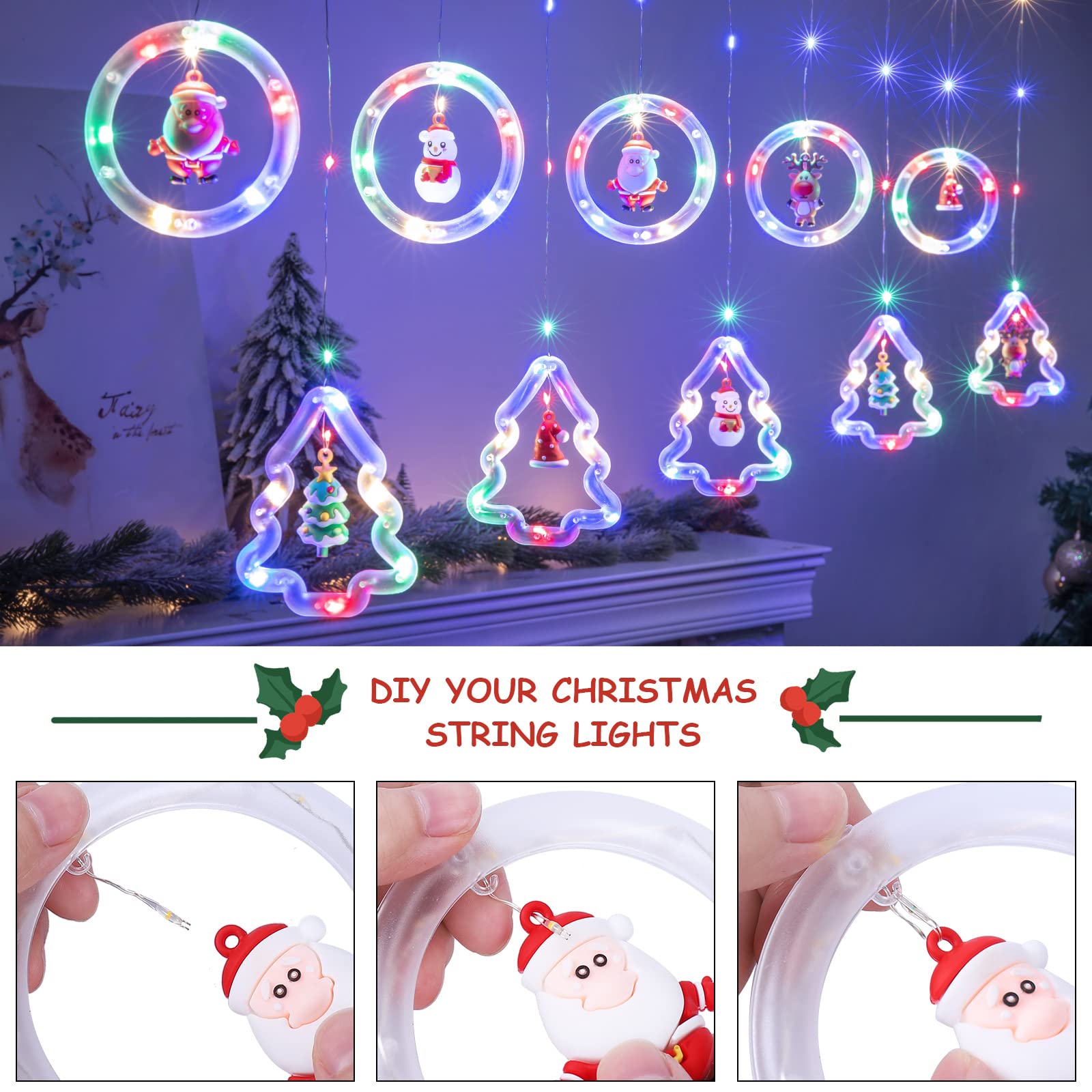 Window Lights Christmas Decorations - Bloomwin 9.8Ft Usb Novelty Xmas Hanging Tree Ring Light For Indoor Bedroom Outdoor - Christmas Led Window Decorations