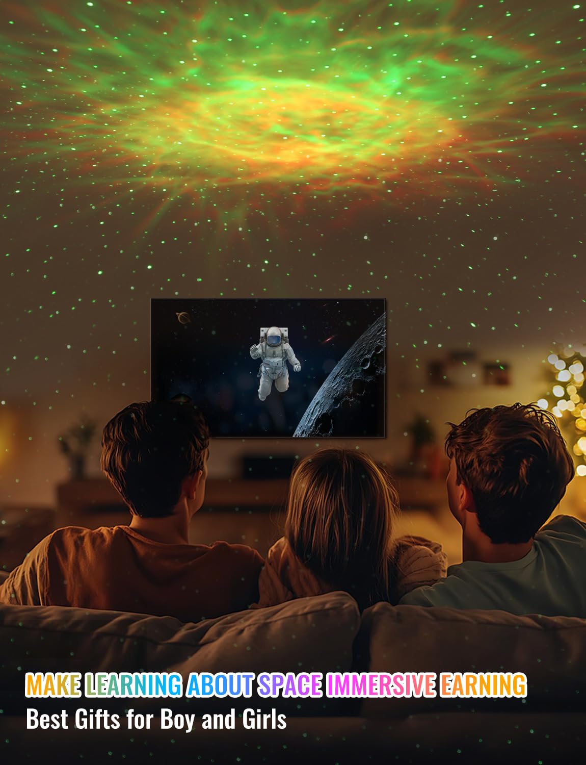 3 In 1 Star Projector With 8 Color Moon Lamp, Astronaut Galaxy Projector, Remote & Timer, 33 Light Effects Led Nebula Night Ligh