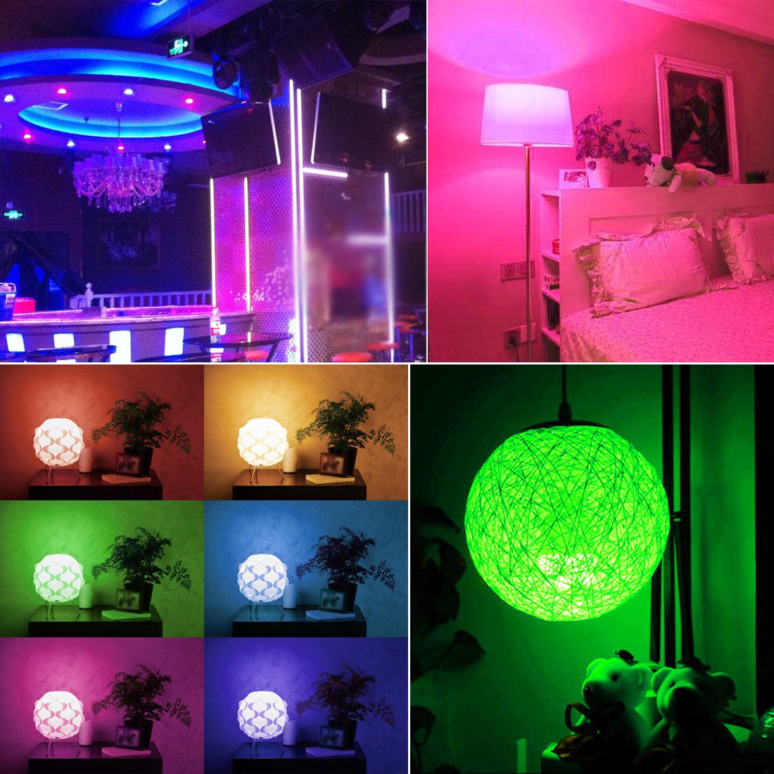 Yangcsl Led Light Bulbs 70W Equivalent  Rgb Color Changing Light Bulb  2 Moods/Memory/Sync/Dimmable  A19 E26 Screw Base  Timing Remote Control Included (Pack Of 4)