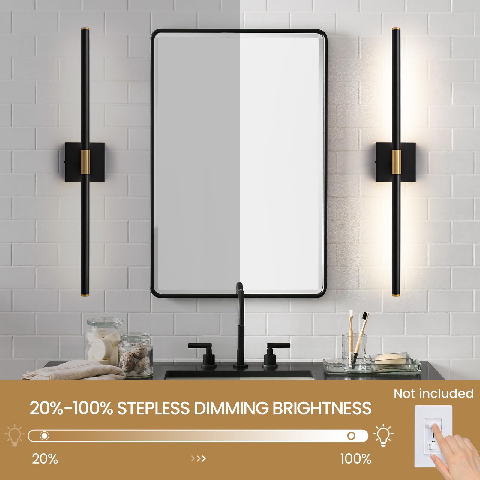 Faziyo Sand Nickel 30 Inch Vanity Light For Bathroom Over Mirror Led Vanity Lights Fixtures 4000K Morden Bathroom Sconce Picture