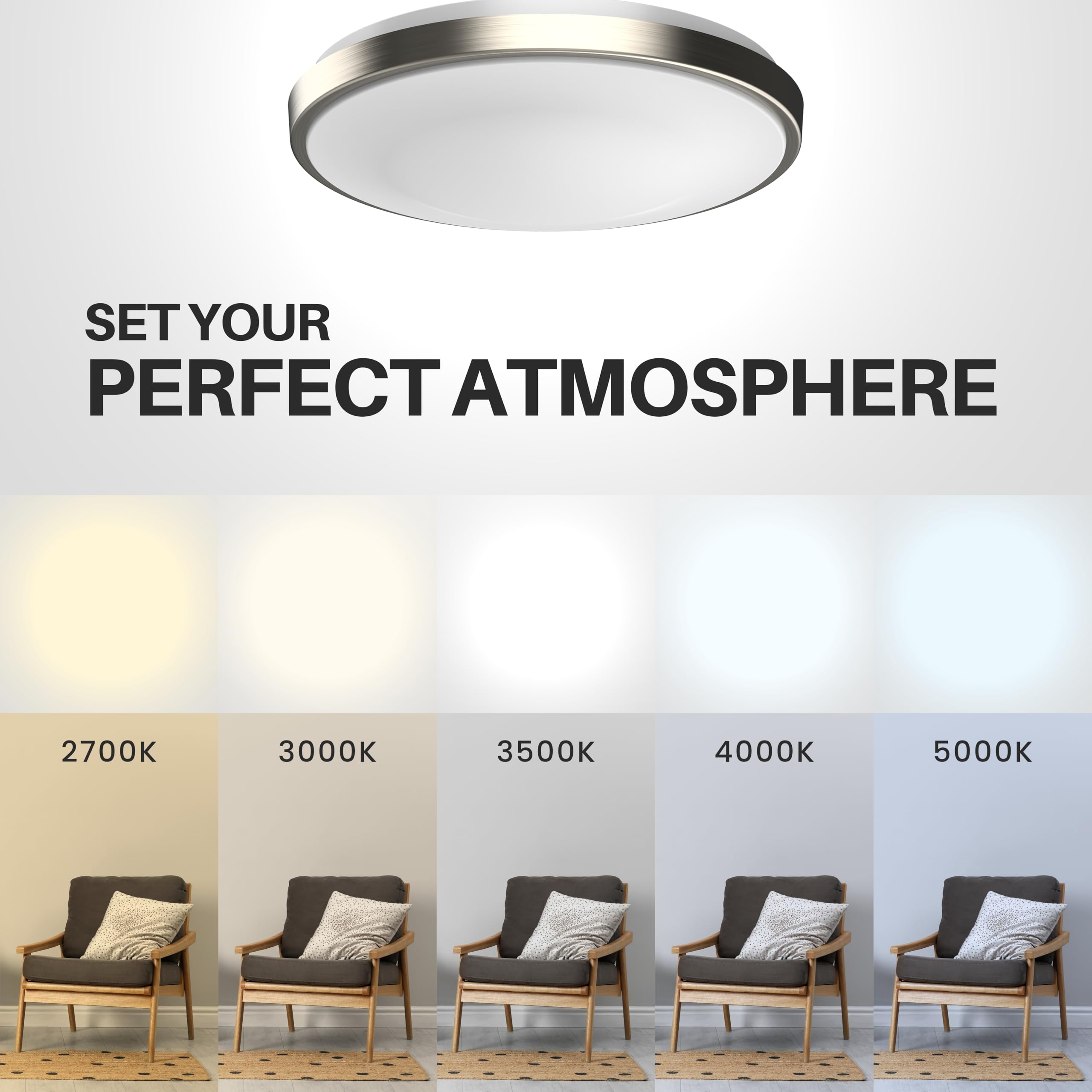 Dymond 13'' Led Flush Mount Ceiling Light Brushed Nickel Dimmable Adjustable Color Temperature Cozy Warm To Cool White Daylight