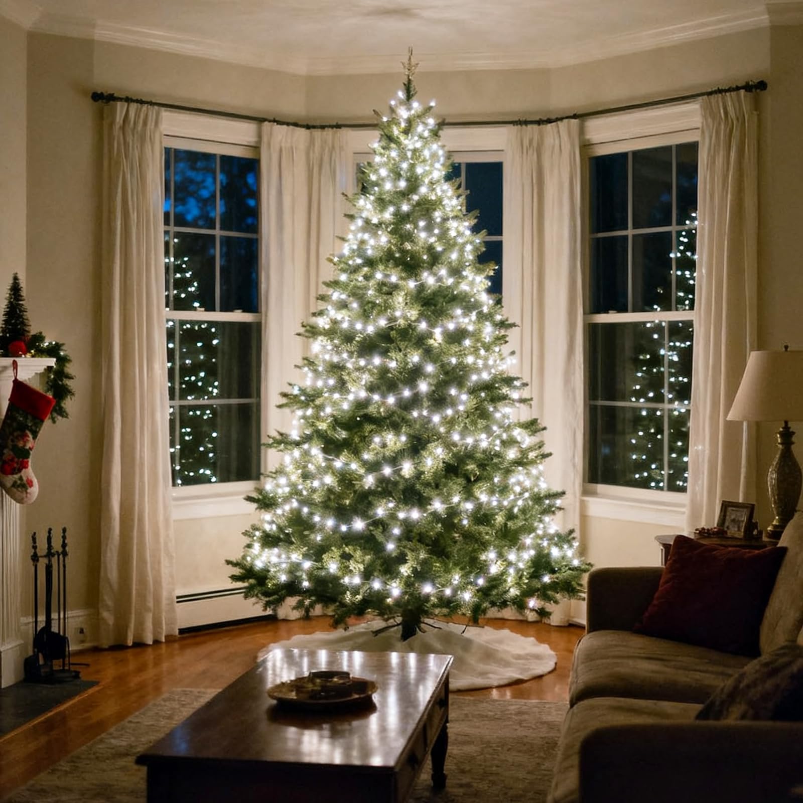 Vtechology 500 Led White Christmas Tree Light Plug In 170Ft Connectable Christmas Lights With 8Modes Ul Certified Outdoor Indoor For Halloween Tree Yard Holiday Party Decor