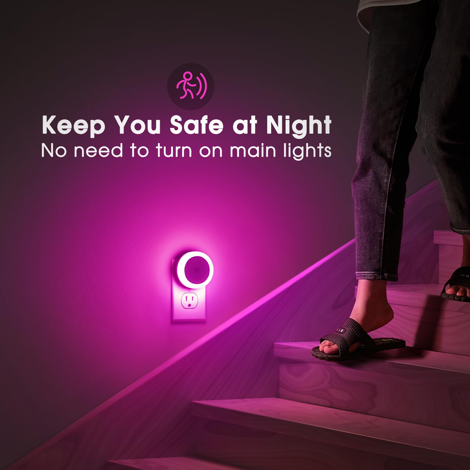 Briignite Purple Night Light, Night Lights Plug Into Wall [4Pack], Nightlight With Light Sensors For Kids Room, Baby Night Light