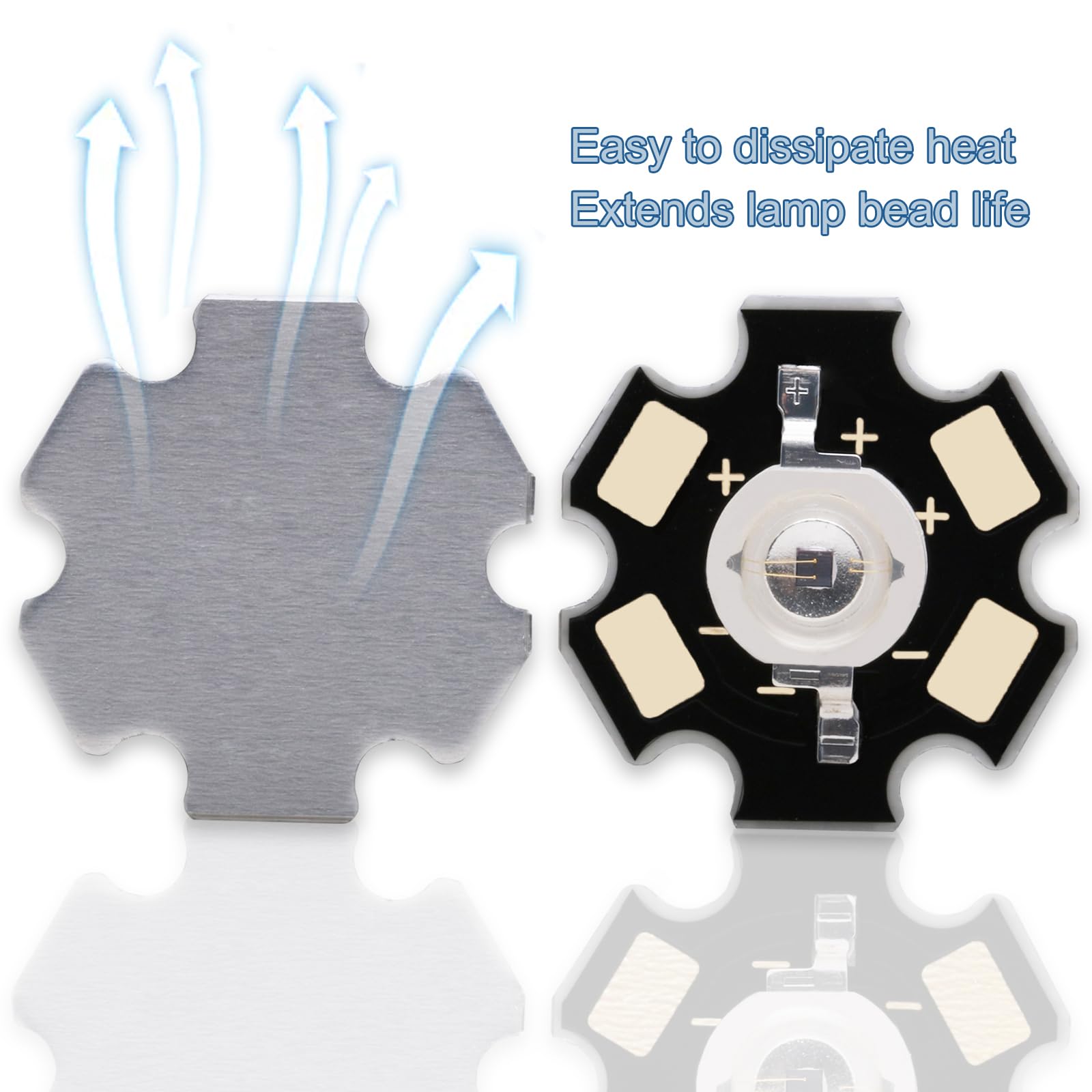 Ledguhon 5Pcs 1050Nm Ir 3W High Power Led Chip Infrared Emitting Illuminator With Aluminum Plate 20Mm Star Pcb Base Heat Sink Fo