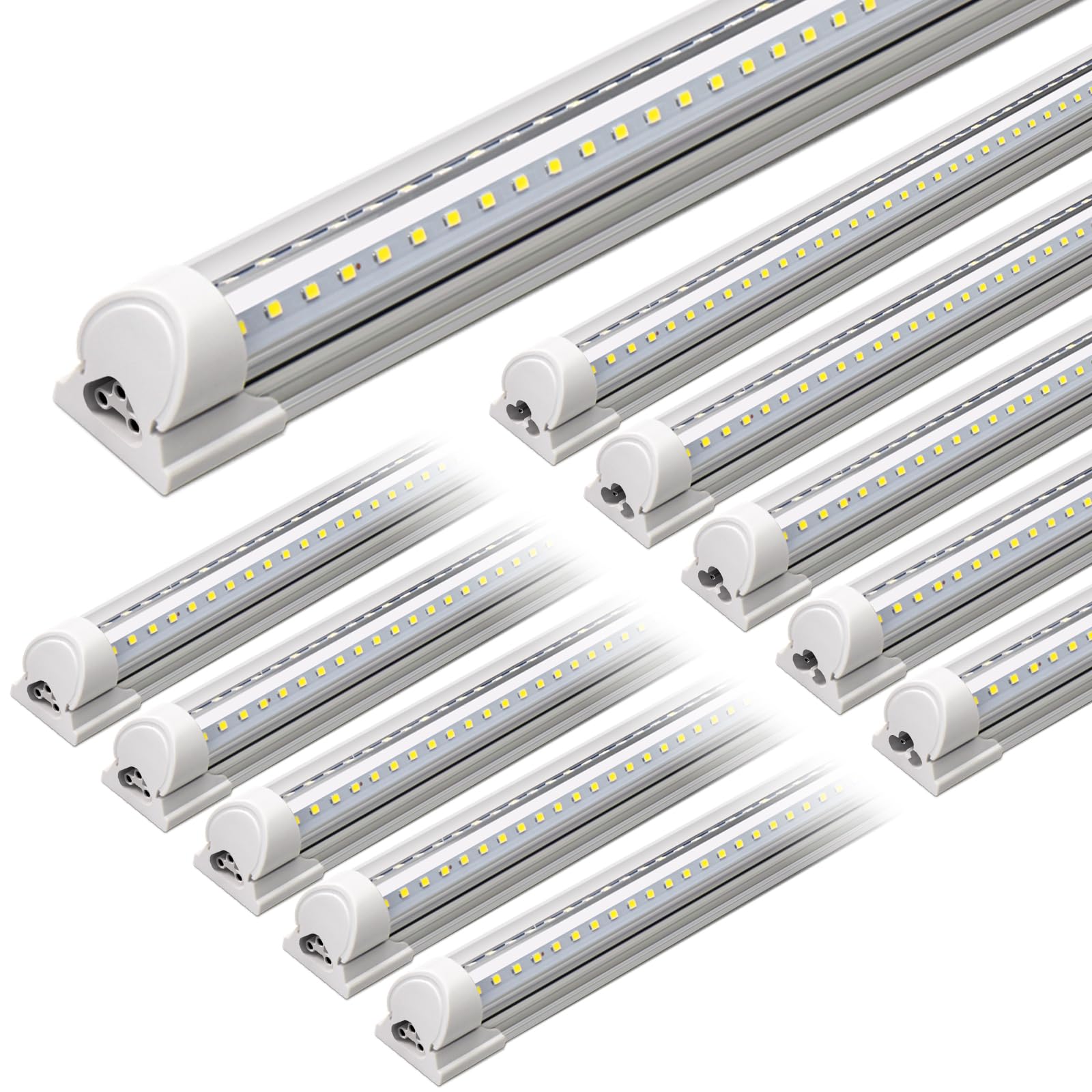 Barrina T8 LED Shop Lights 5FT, 50W 6500LM 6500K, Clear Cover, Garage Lights Ceiling, V-Shape Light Fixture, Work Shop LED Light