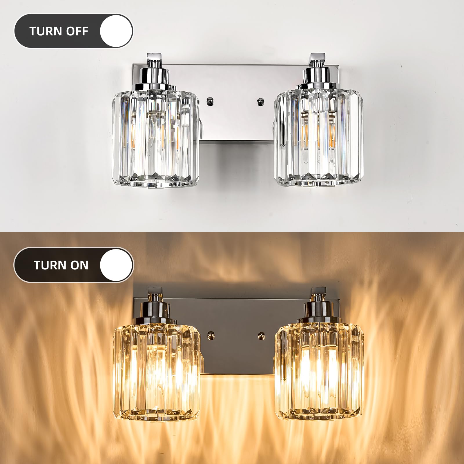 Haolaike 4-Lights Chrome Crystal Bathroom Vanity Light Fixture, Metal, Modern Design, Model c635d9db-e78b-4229-b9e5-b634ec889379