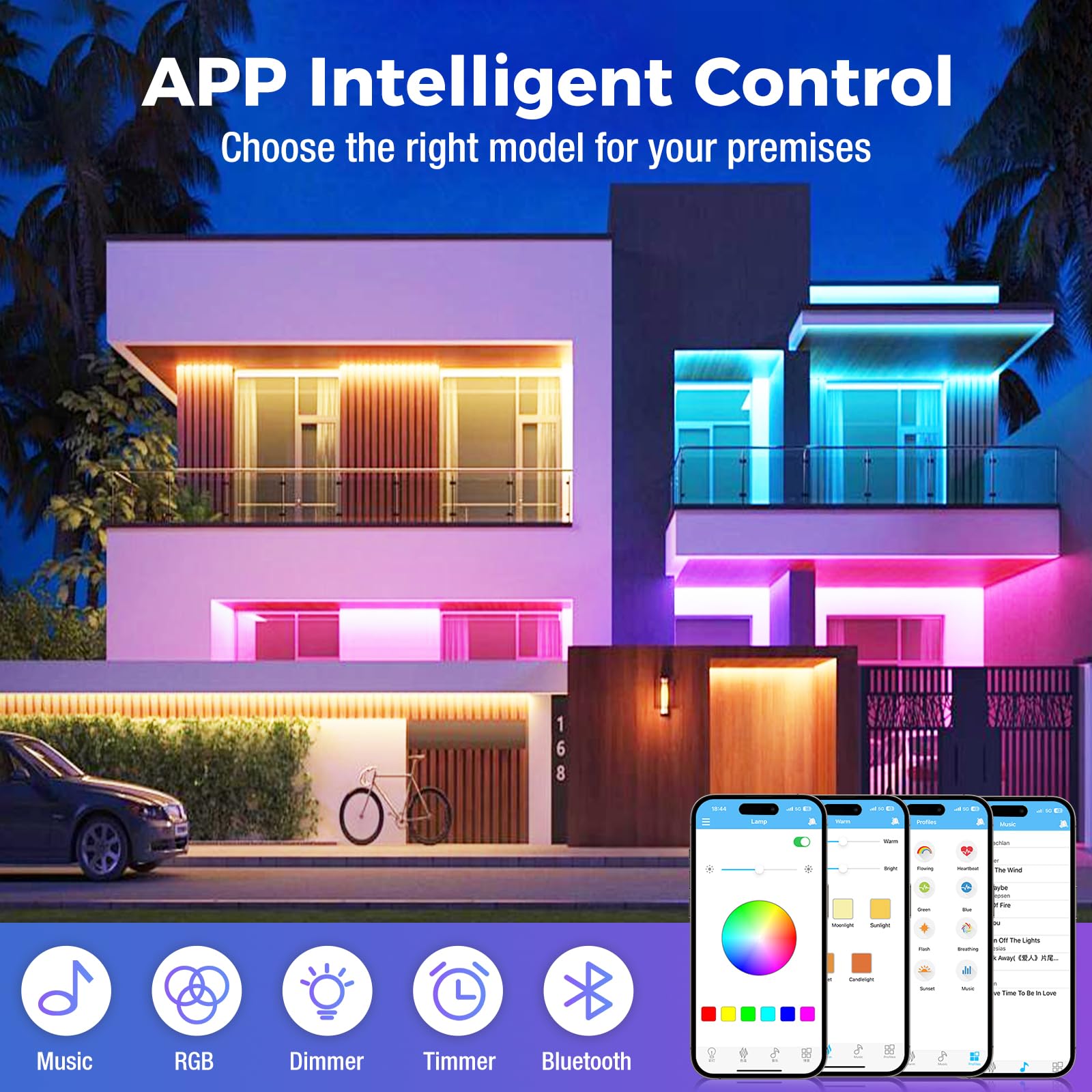 Zemty Rgb Ceiling Light With Bluetooth Speaker, 24W 12Inch Smart Music Light 3000K-6500K Dimmable With App And Remote Control, C