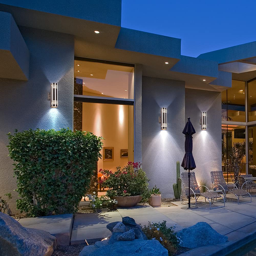 Cnengsthy Outdoor Wall Sconce - Waterproof Cylinder Light, Silver 13&quot; For Garden & Patio