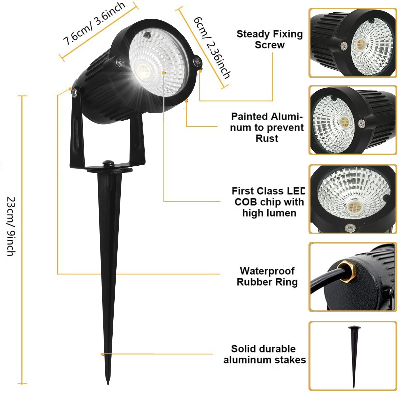 AHSELLUS RGB LED Spot Lights 5W DC12V Waterproof Outdoor Garden Lights, Multicolor, 10 Pack