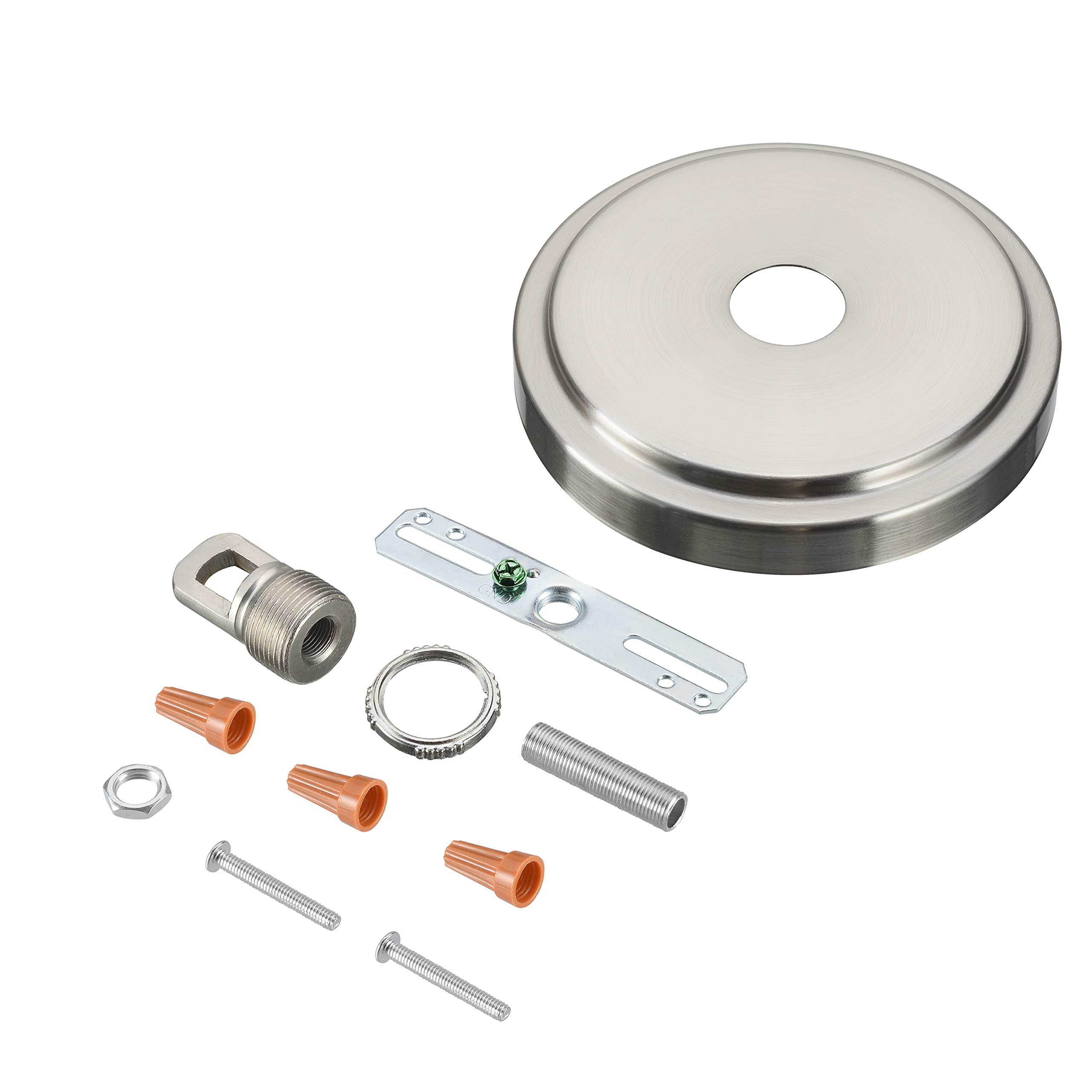 Aspen Creative 21507-21, Transitional Chandelier & Light Fixture Canopy Kit w/Collar Loop, Brushed Nickel, 5-1/8 Diameter, 1 Cen