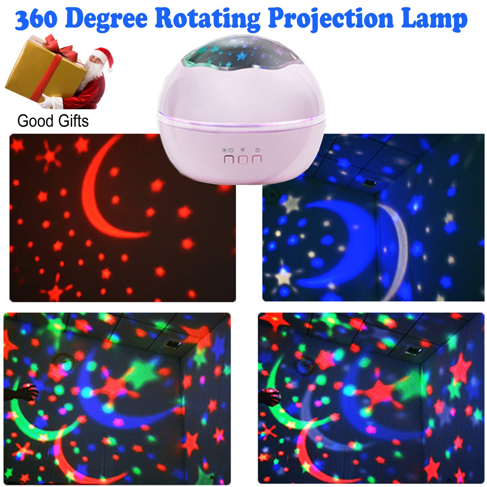 Topepop Star Projector Night Light - Pink 360° Rotating Ocean & Starry Sky Lamp For Kids