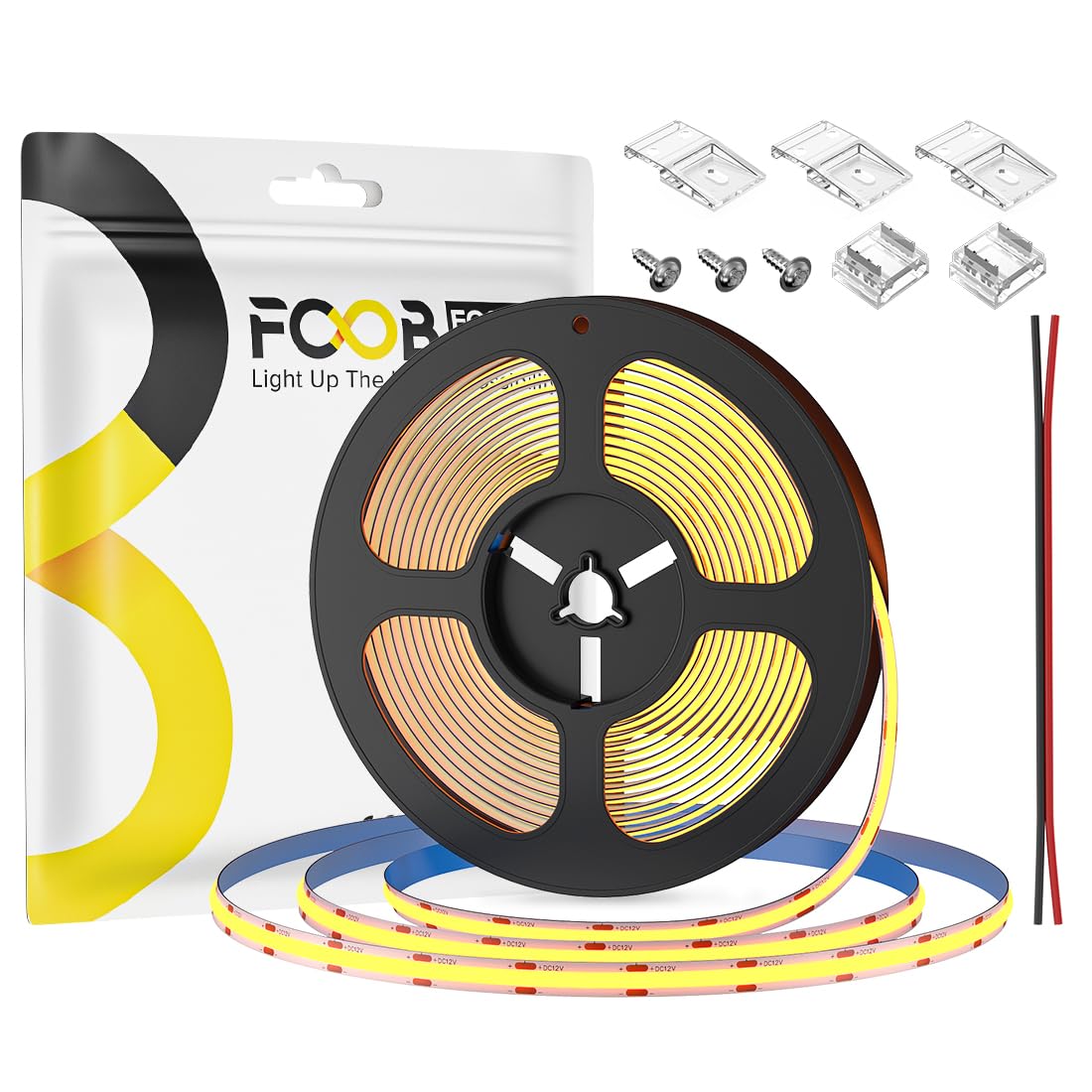 FCOB COB LED Strip Lights 16.4FT Dimmable 320LEDs DC 12V Warm White 2700K Flexible Cuttable for DIY Home Decor