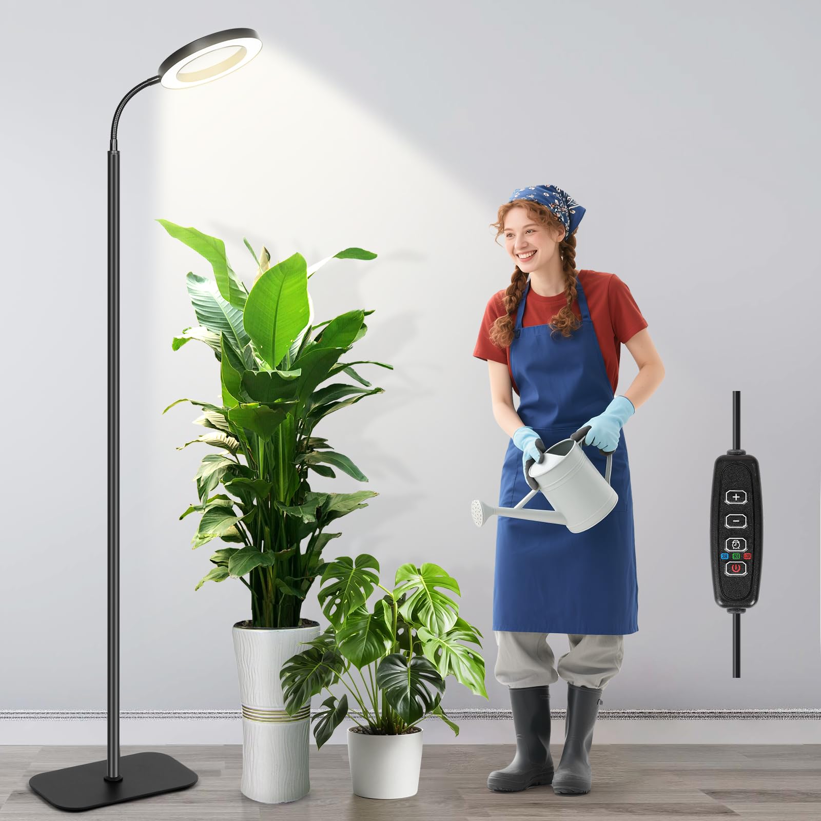 Plant Lights for Indoor Growing, Cord Hidden Standing Grow Lights for Indoor Plants, 20w Full Spectrum LED Grow Lamp for Indoor 