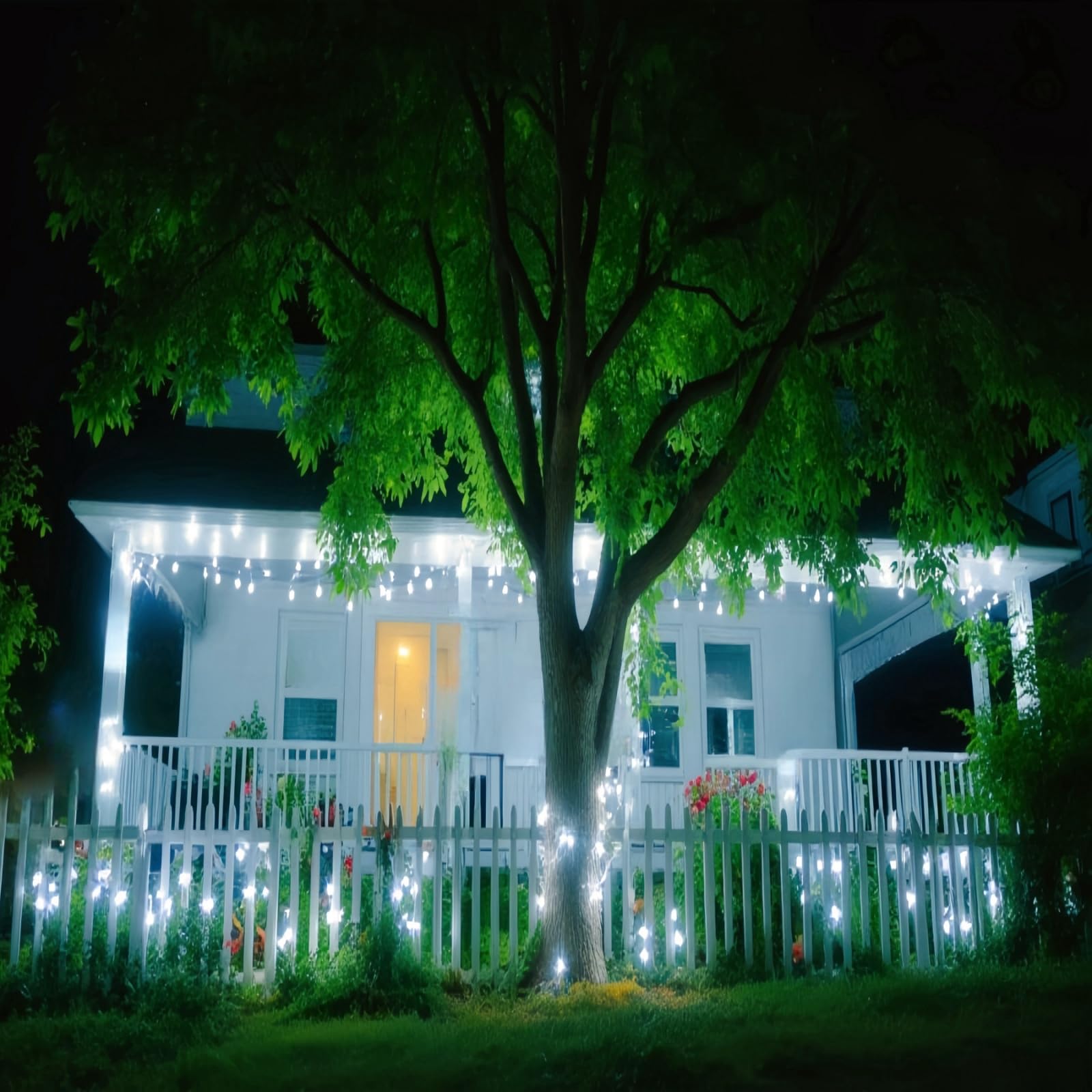 200 Led Cool White Christmas Lights, Ul Certified And Commercial Green Wire String Lights 66Ft, For Indoor And Outdoor Winter, W