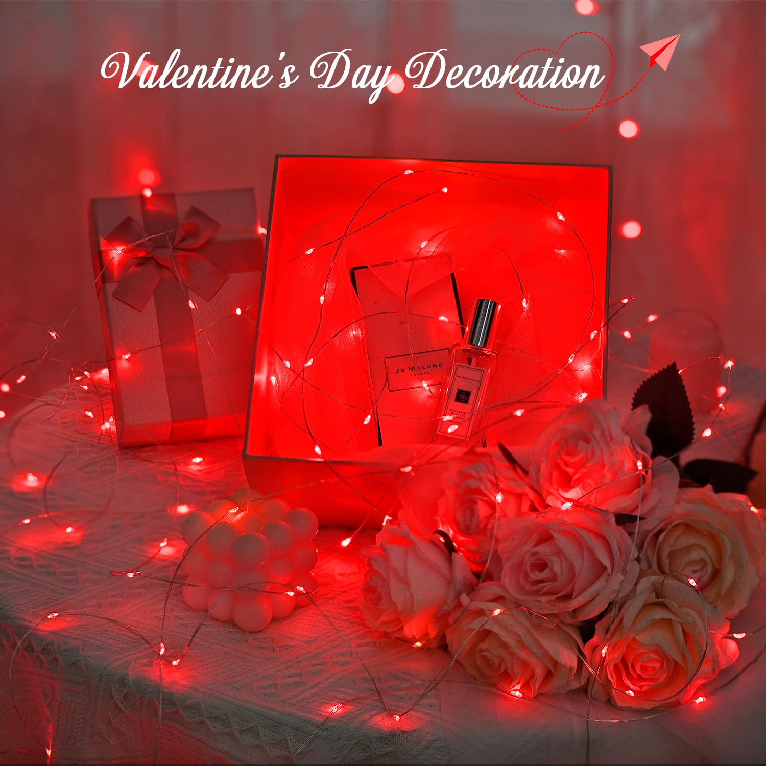 Jmexsuss 200 Led Red Fairy Lights, 66 Ft 8 Modes Red Christmas Lights Indoor Plug In With Wheel, Remote Control Red Twinkle Ligh