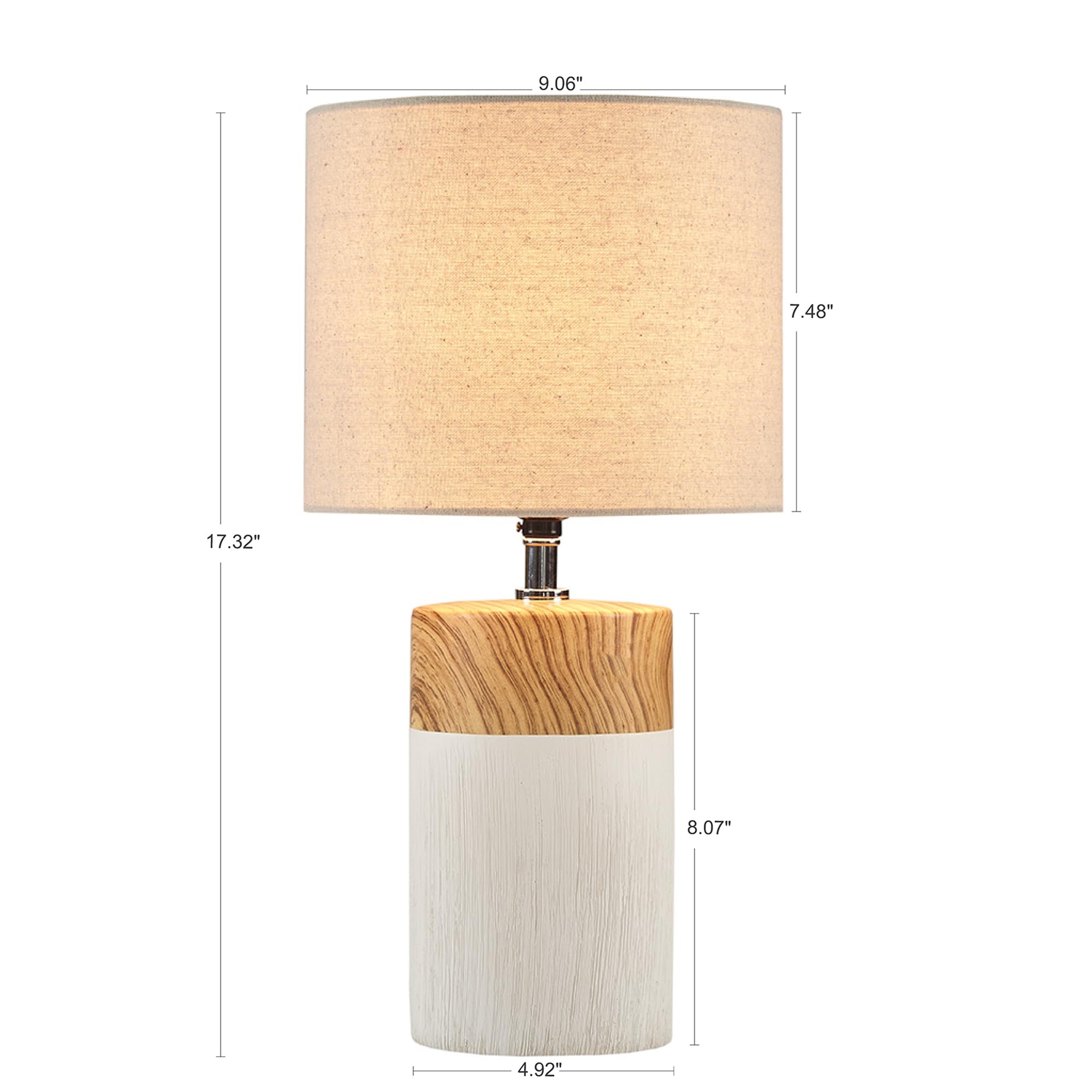 510 Design Nicolo Table Lamp - Modern 2-Tone Ceramic, Woodgrain Finish, 17.35 H, Cream, Nightstand/Desk Lamp, Model 5Ds153-0036