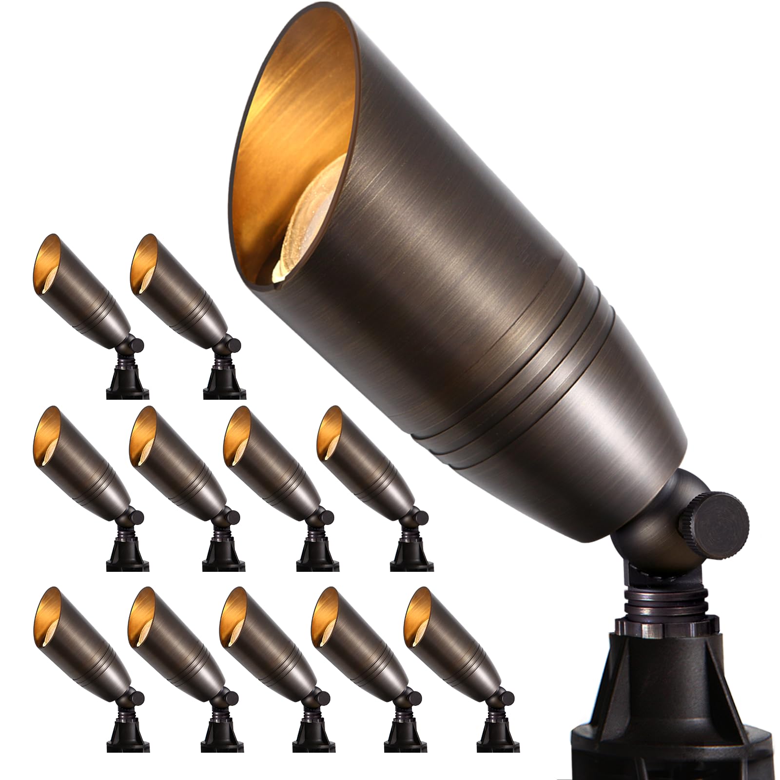 Gardencoin Solid Brass Outdoor Landscape Spotlights, 12V Heavy Duty Low Voltage Landscape Lighting, LED Spot Light Fixture Water