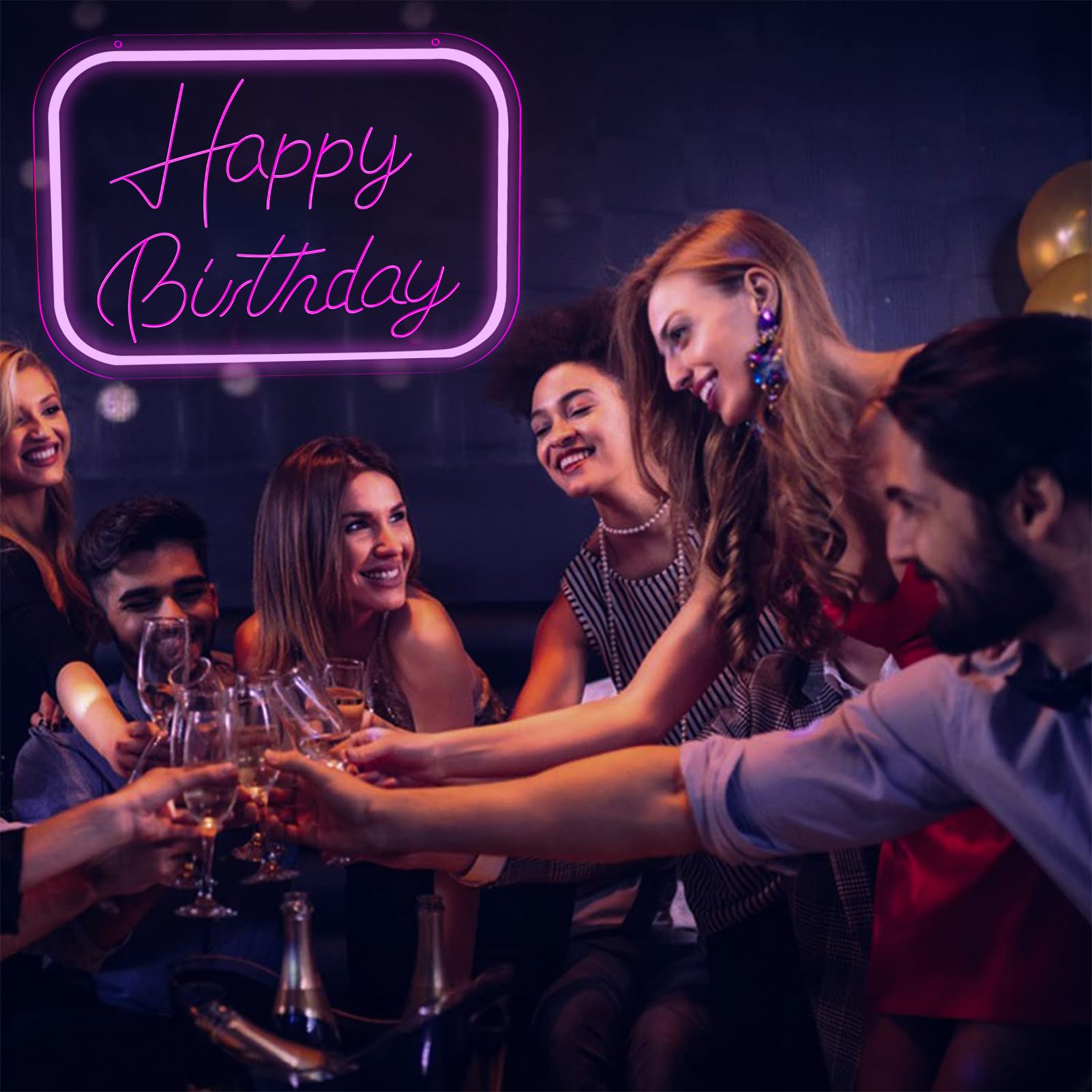 Qbanziou Happy Birthday Neon Signs For Wall Decor