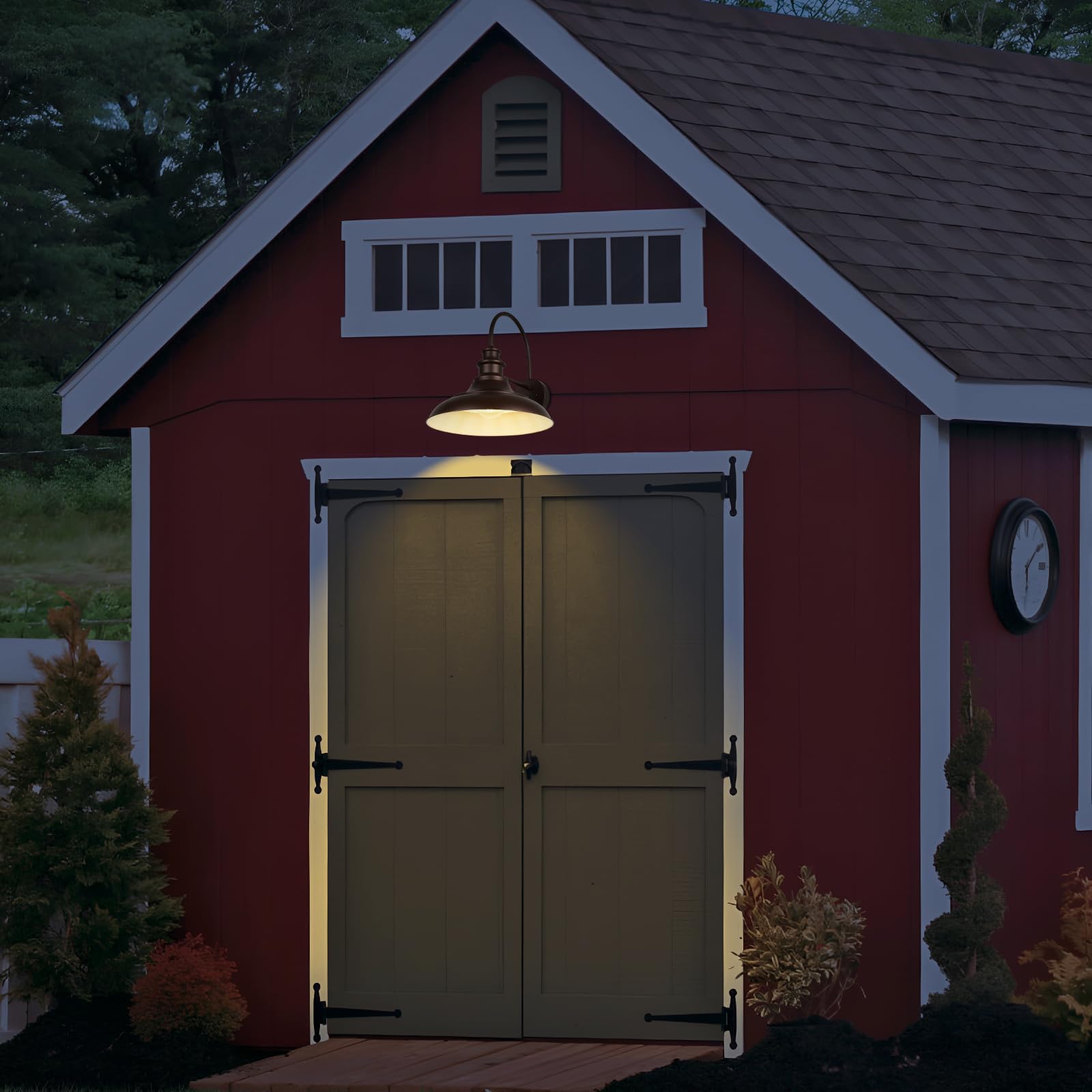 Diyel Outdoor Barn Light Fixtures  16 Inch Large Dome Farmhouse Exterior Wall Mount Lights  Rustic Wall Sconces Indoor Wall Lighting  Industrial Bronze White Lanterns For Porch  2 Pack