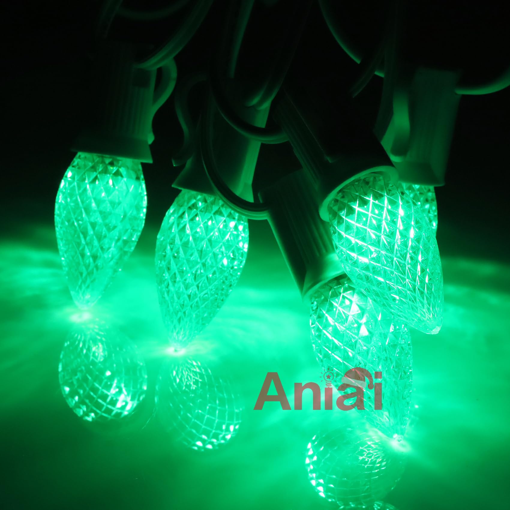 Aniai C7 LED Christmas Light Bulbs - 5 Count, E12 Base, Green, Commercial Grade