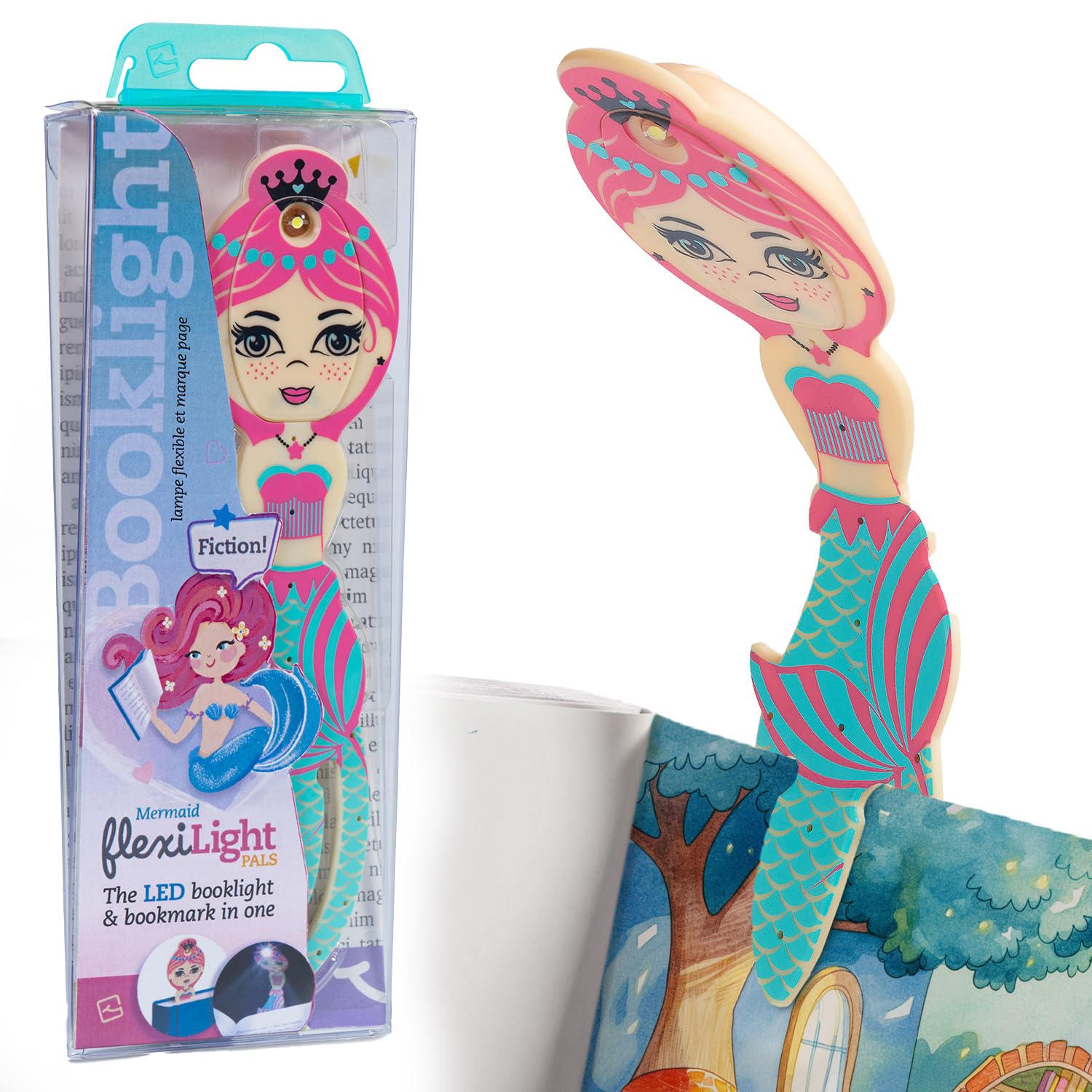 Gifts for Readers & Writers Bookmark Reading Light Mermaid Teal - 2in1 Clip On Bookmark Kids Book Light for Reading Night in Bed
