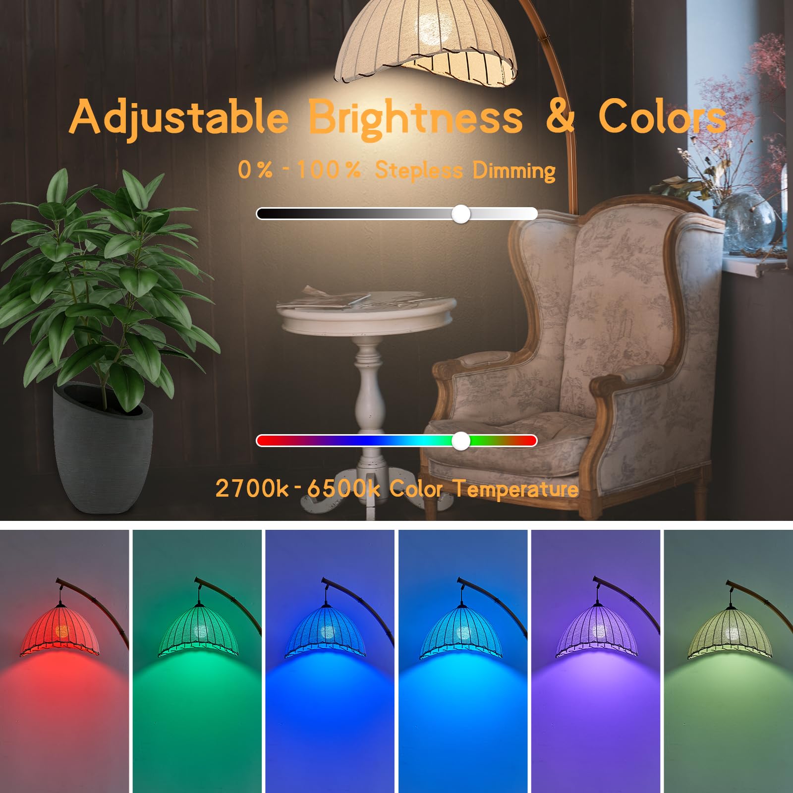 Ru Rao Retro Bamboo Floor Lamp - Dimmable Rgb Arc Lamp For Bohemian Living Room Decor