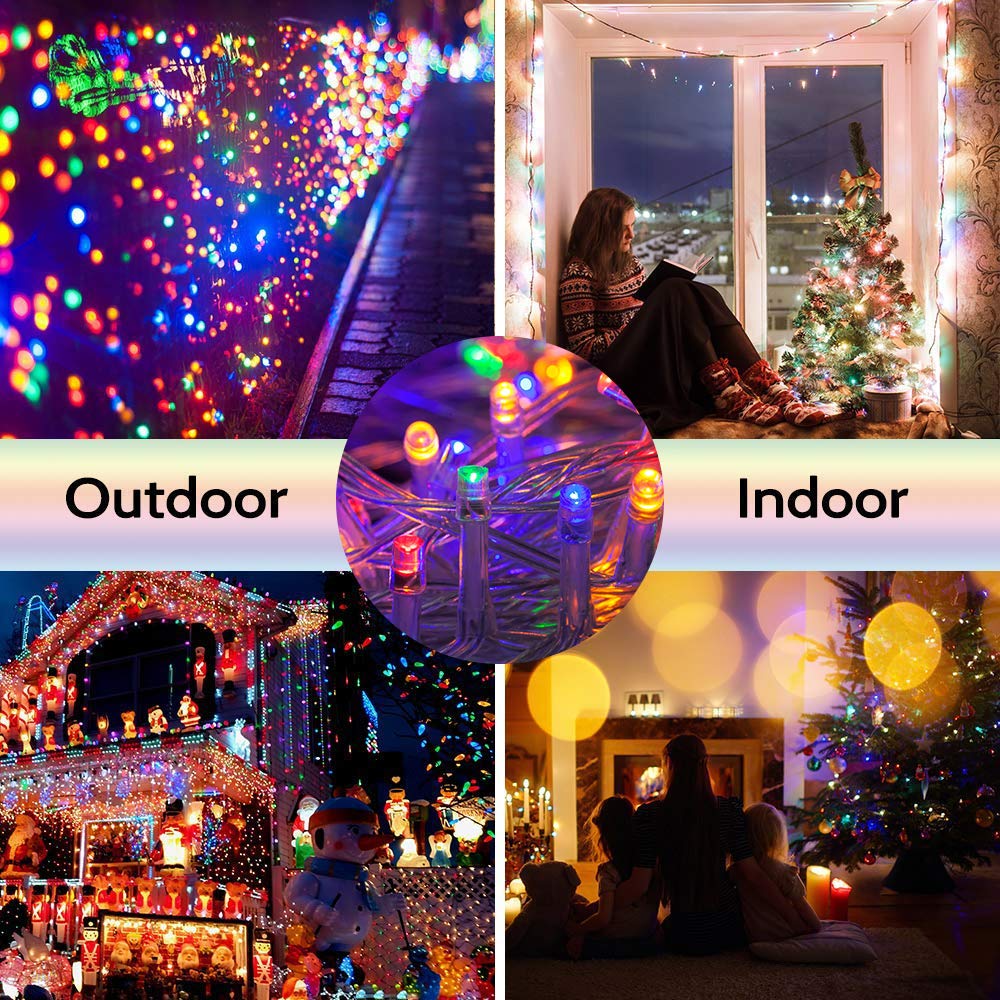 MYGOTO Xmas String Lights 500 LED 165ft 8 Modes Plug-in Multicolor Fairy Lights for Home Garden Party Wedding Decoration