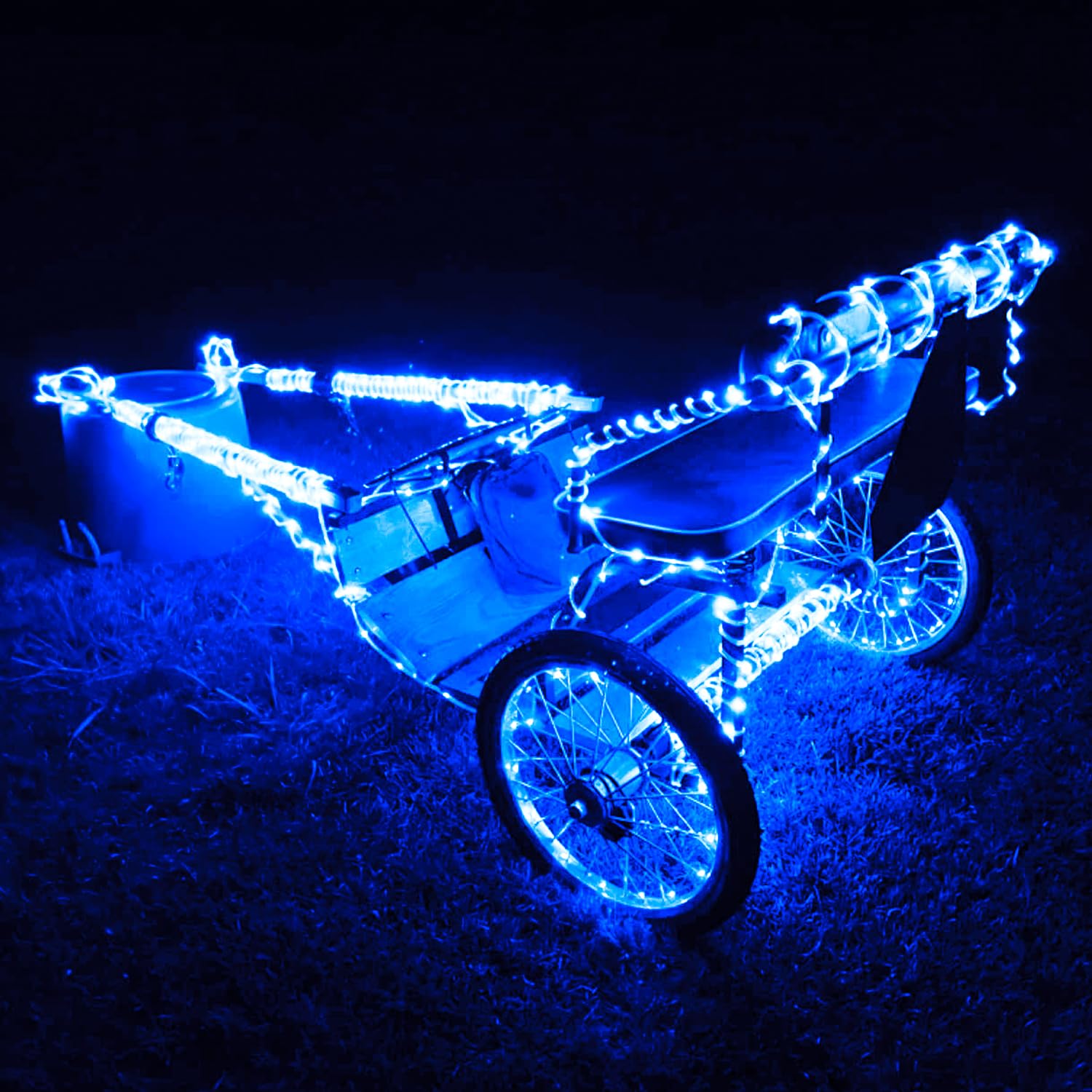 Potive 200 Led Blue Solar Rope Lights, Waterproof Outdoor Decor With 8 Modes, 66Ft (2 Pack)