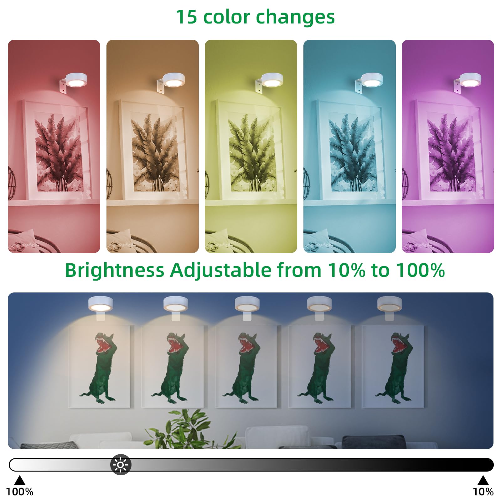 Ovyiech Wireless Picture Lights - 4 Pack, Battery Operated, Dimmable, RGB, White, Model XS-PCL09-04WTRGB