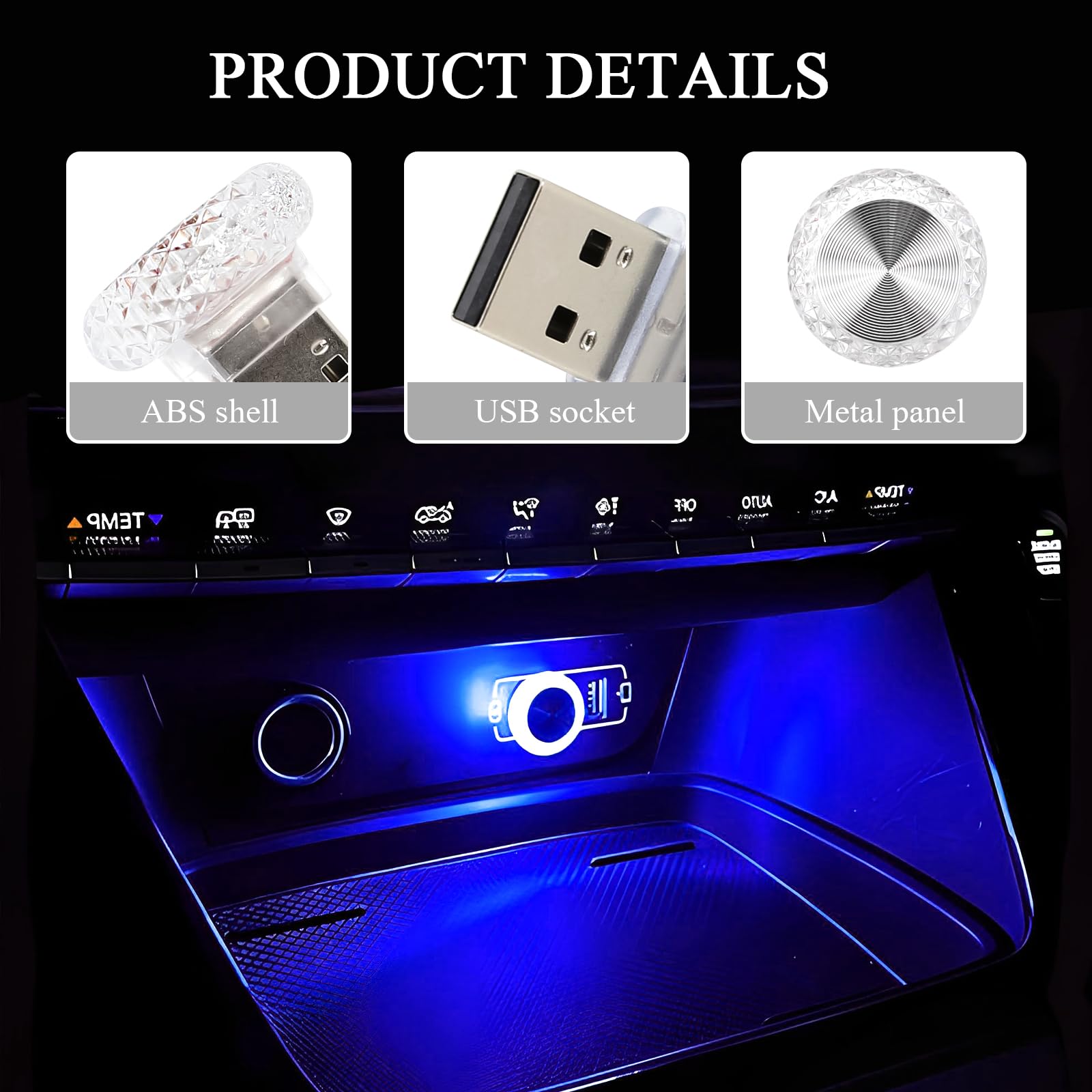 Mini Car Led Kit Hovom 4Pcs Usb Led Car Interior Atmosphere Lamp Portable Mini Car Led ...